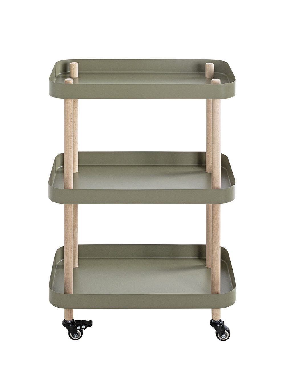 freiraum Servierwagen 54919, in grün, natur, Massivholz, Metall - 50x76x30cm (BxHxT)