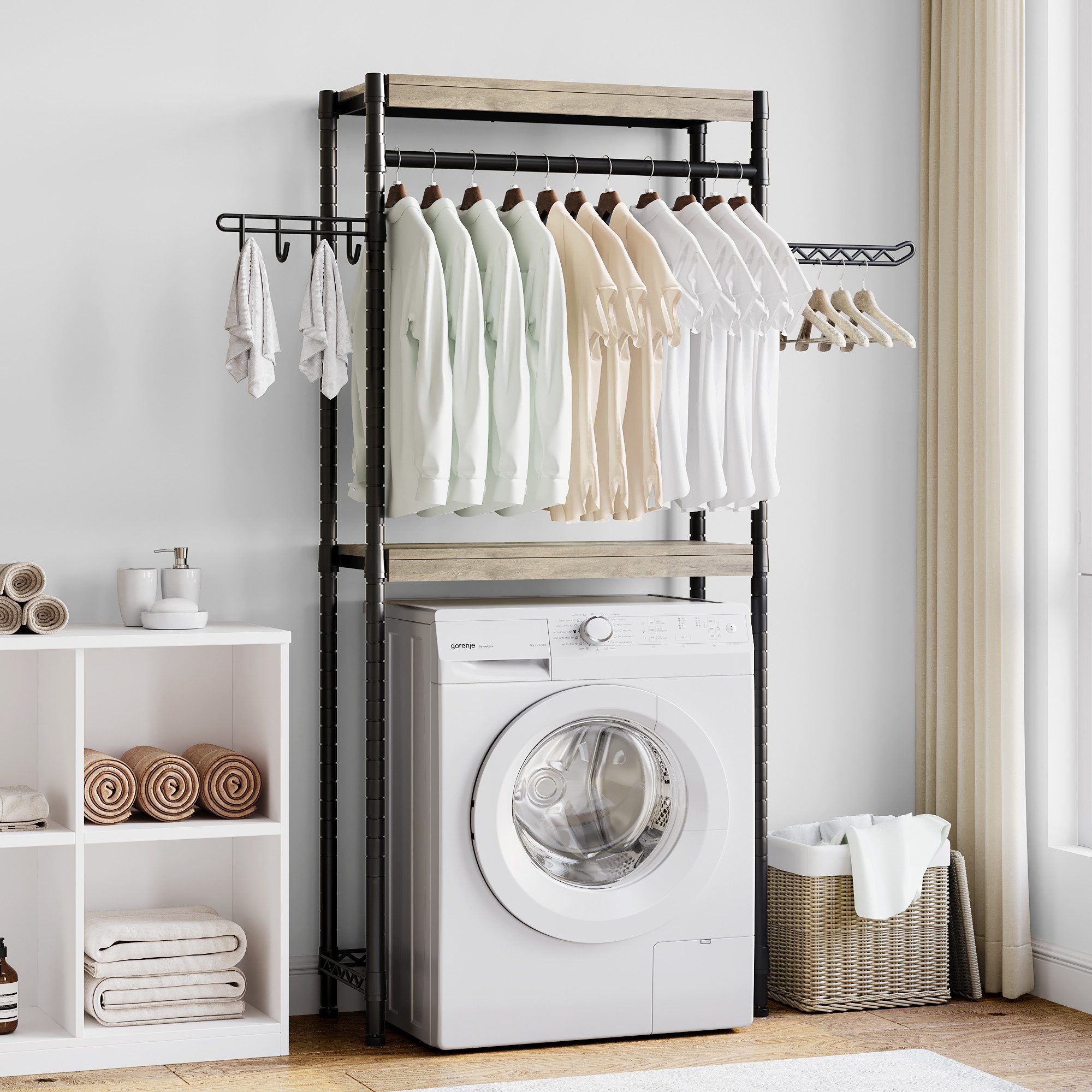 GarveeMore Waschmaschinenumbauschrank Überbauregal Waschmaschine 2 Ablagen– günstig online kaufen