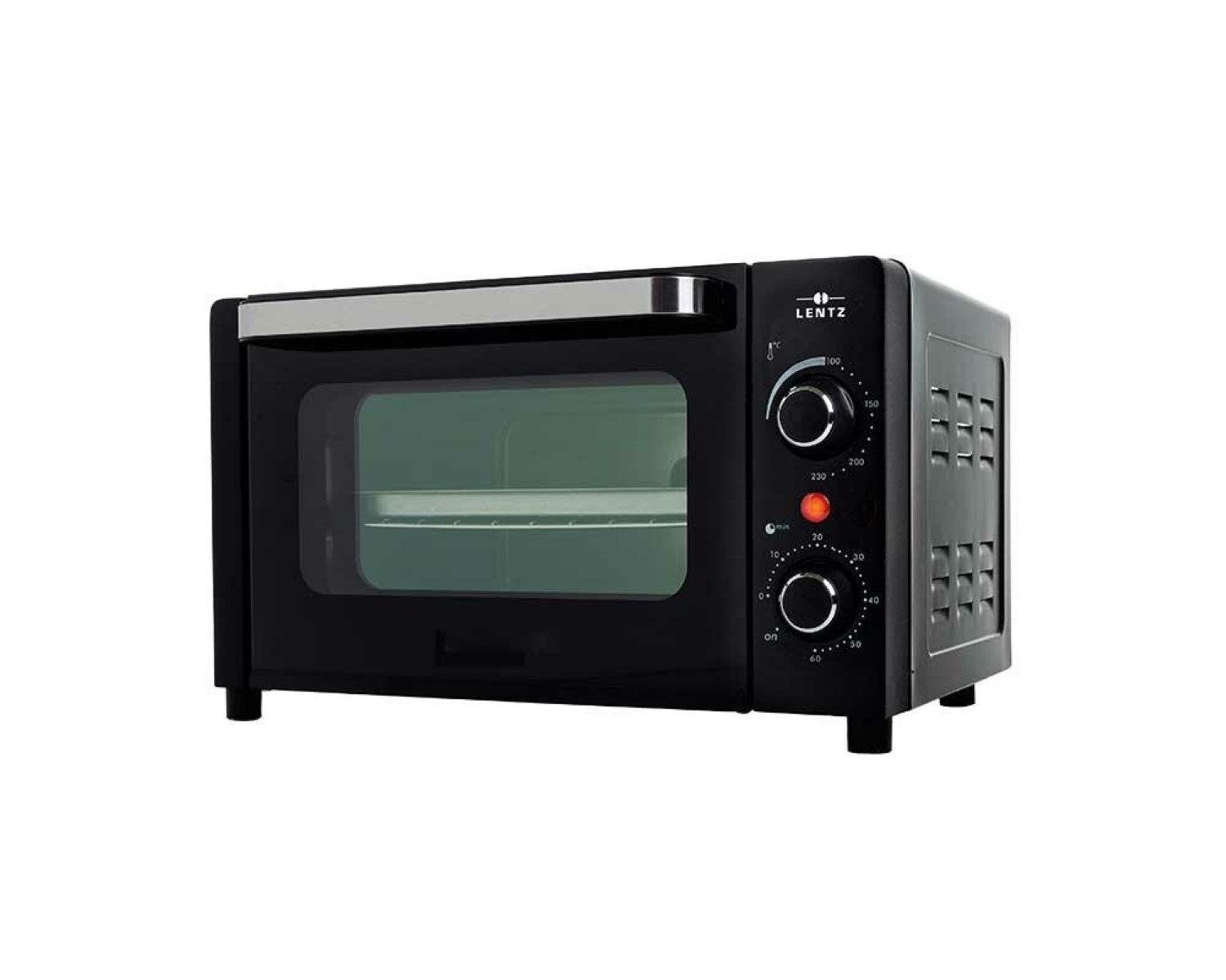 Lentz Minibackofen 12 L in Schwarz 1050W bis zu 230°C mit 3 Heizstufen und Timer