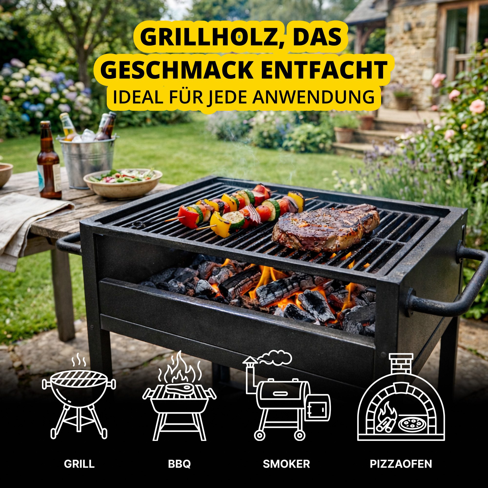 Neandertaler Feuer Kaminholz Brennholz Hartholz Raummeter Box Palette Holz RM Feuerholz Räucherholz, 500 kg – Bild 3 von 5