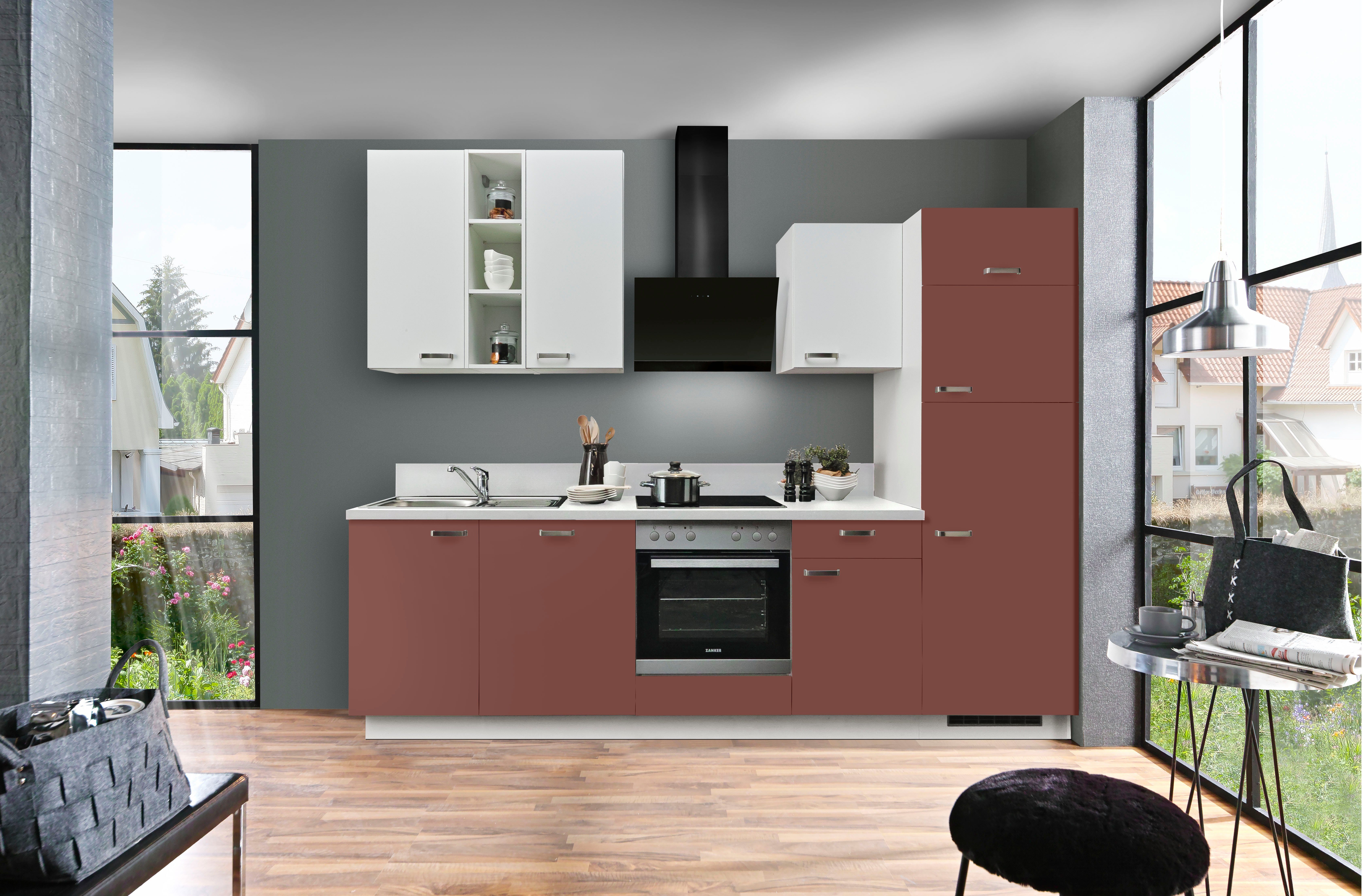 KOCHSTATION Küche "KS-Bari", wahlw. mit E-Geräten & Geschirrspüler, Soft-Close-Funktion und Vollauszug, vormontiert, Breite 280 cm