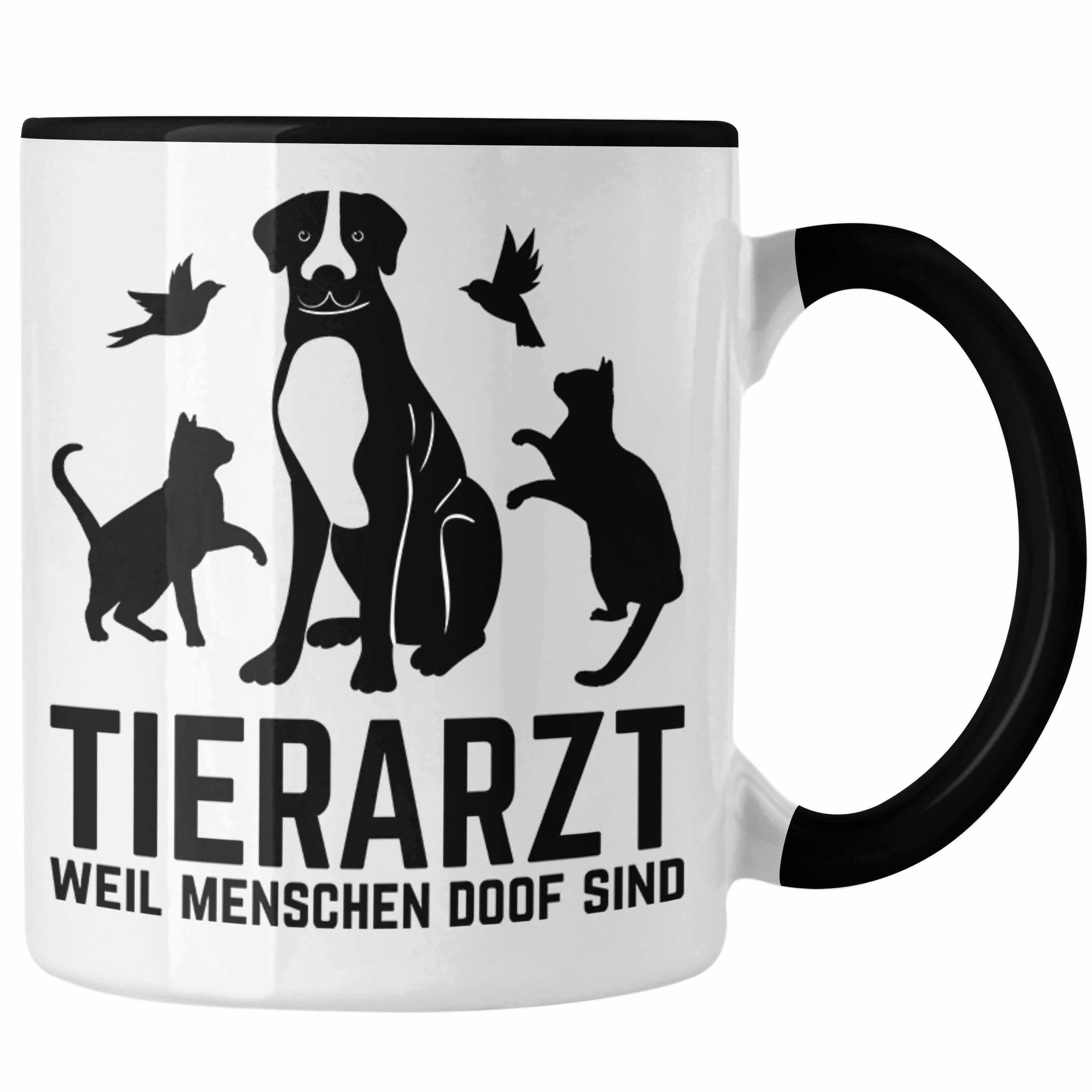 Trendation Tasse Tierarzt Tasse Geschenk für Tierärztin Geschenkidee Lustiger Spruch Ka Schwarz