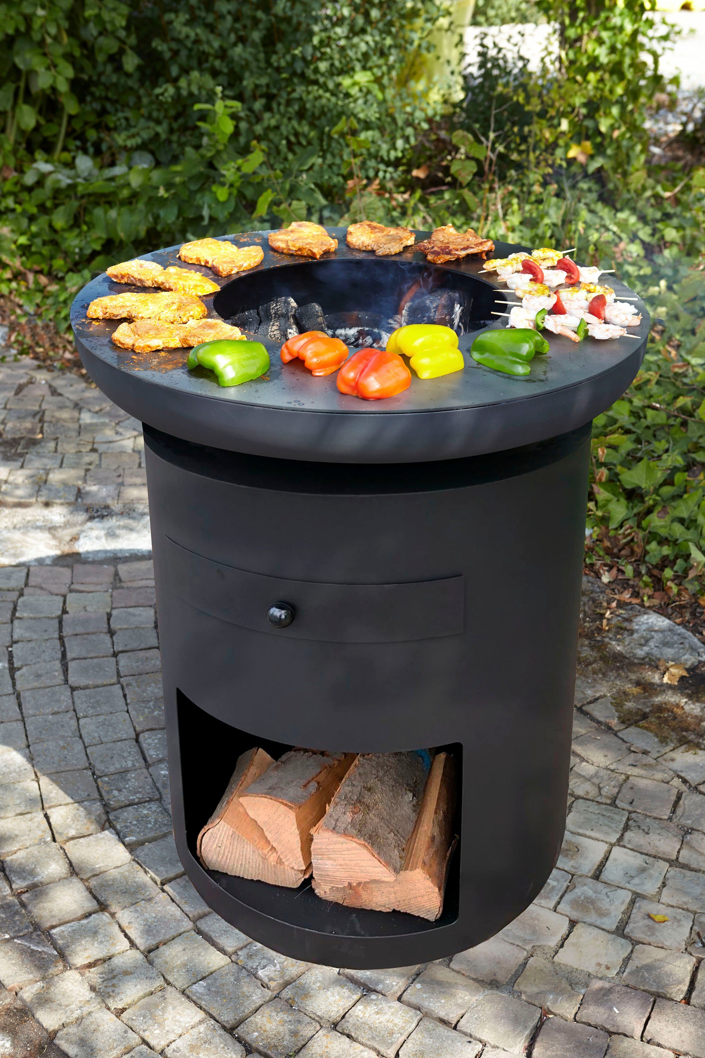 Buschbeck Holzkohlegrill Sioux, ØxH: 80x88cm, eine wandelbare Feuerstelle, aus robustem Material