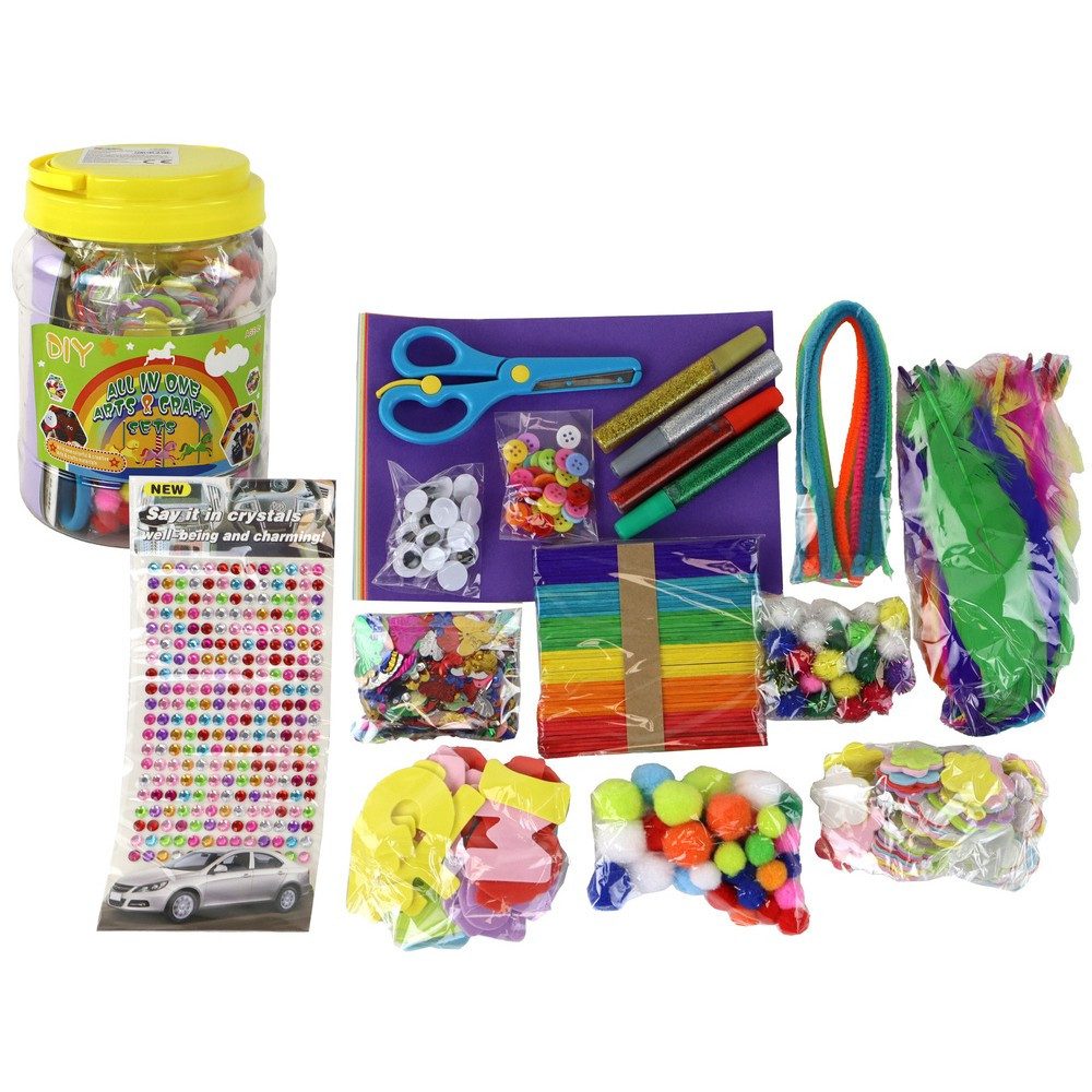 LEAN TOYS Kreativset Bastelset Künstlerset Bastelbox, (Spar-Set, 1-tlg., 19 x 13,5 cm bunt), Bastelset in Dose, CE & EN71, ab 4 Jahren