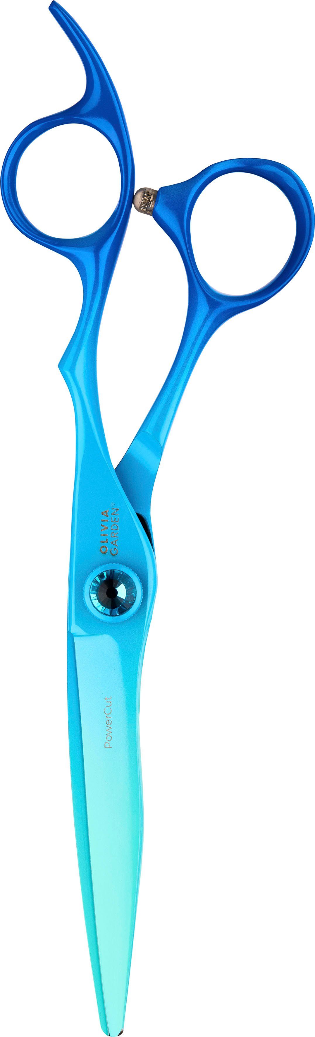 Blue und 2-tlg), Rainbow OLIVIA PowerCut Haarschere GARDEN Modellierschere 6,25 Zoll, (Set, Haarschere