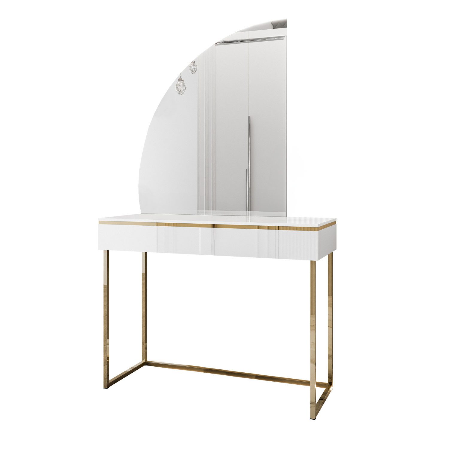 Lookway Schminktisch AURORA-Q GOLD mit Spiegel und Led Beleuchtung, Breite: 102 cm, Höhe: 78,5 cm, Tiefe: 43,6 cm