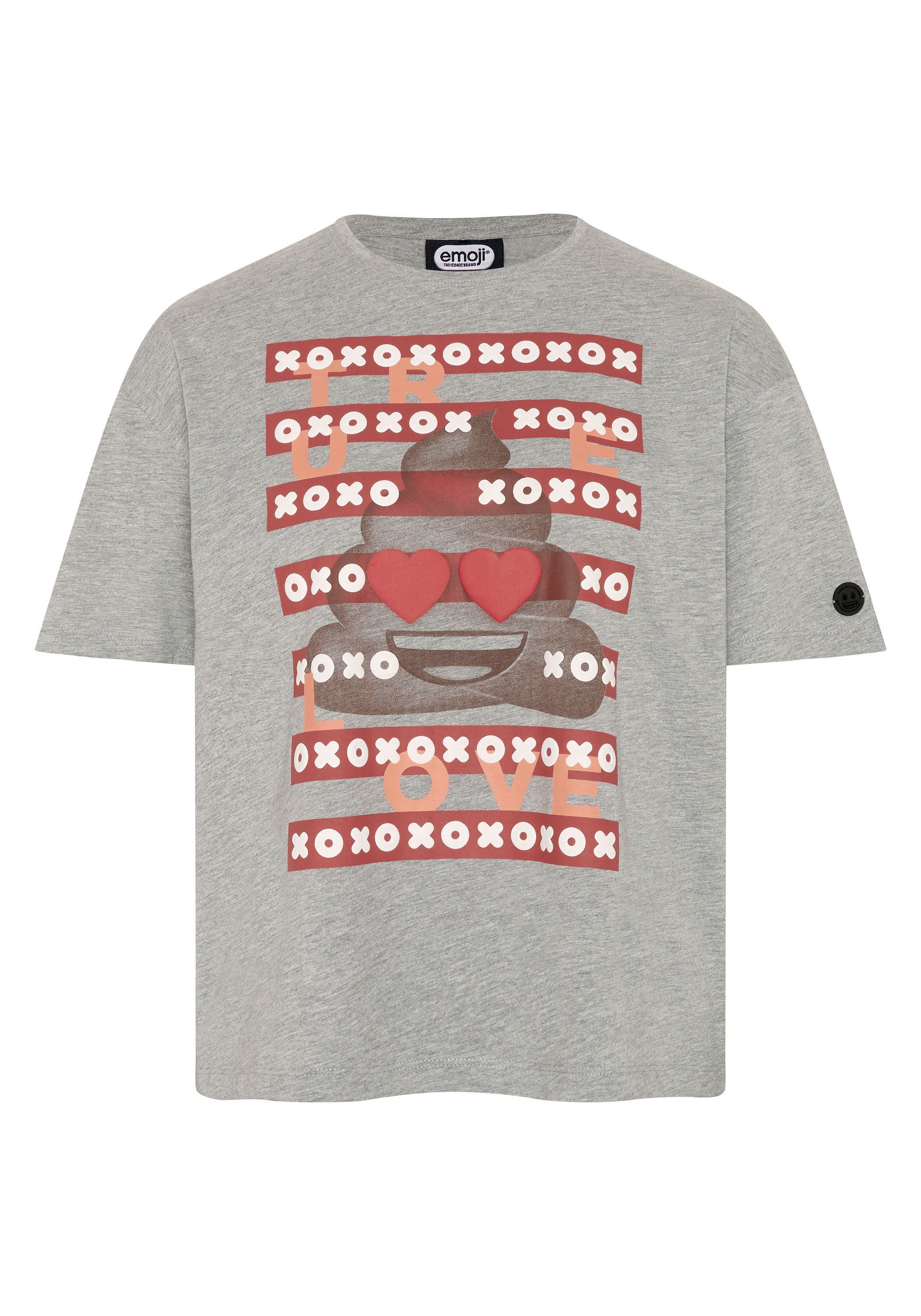 Emoji Print-Shirt mit Pile of Poo Motiv und Schriftzügen