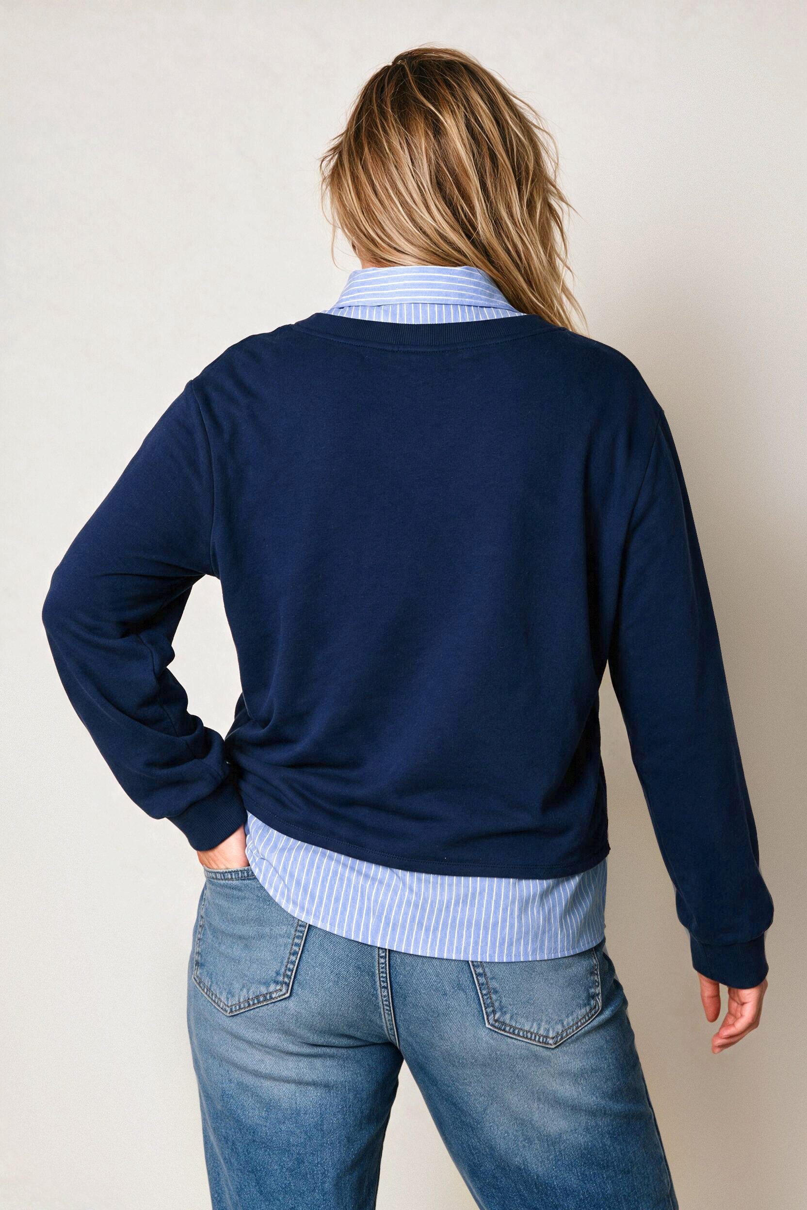 Ulla Popken Sweatshirt Sweatshirt Lagenoptik V-Ausschnitt Langarm – Bild 4 von 5