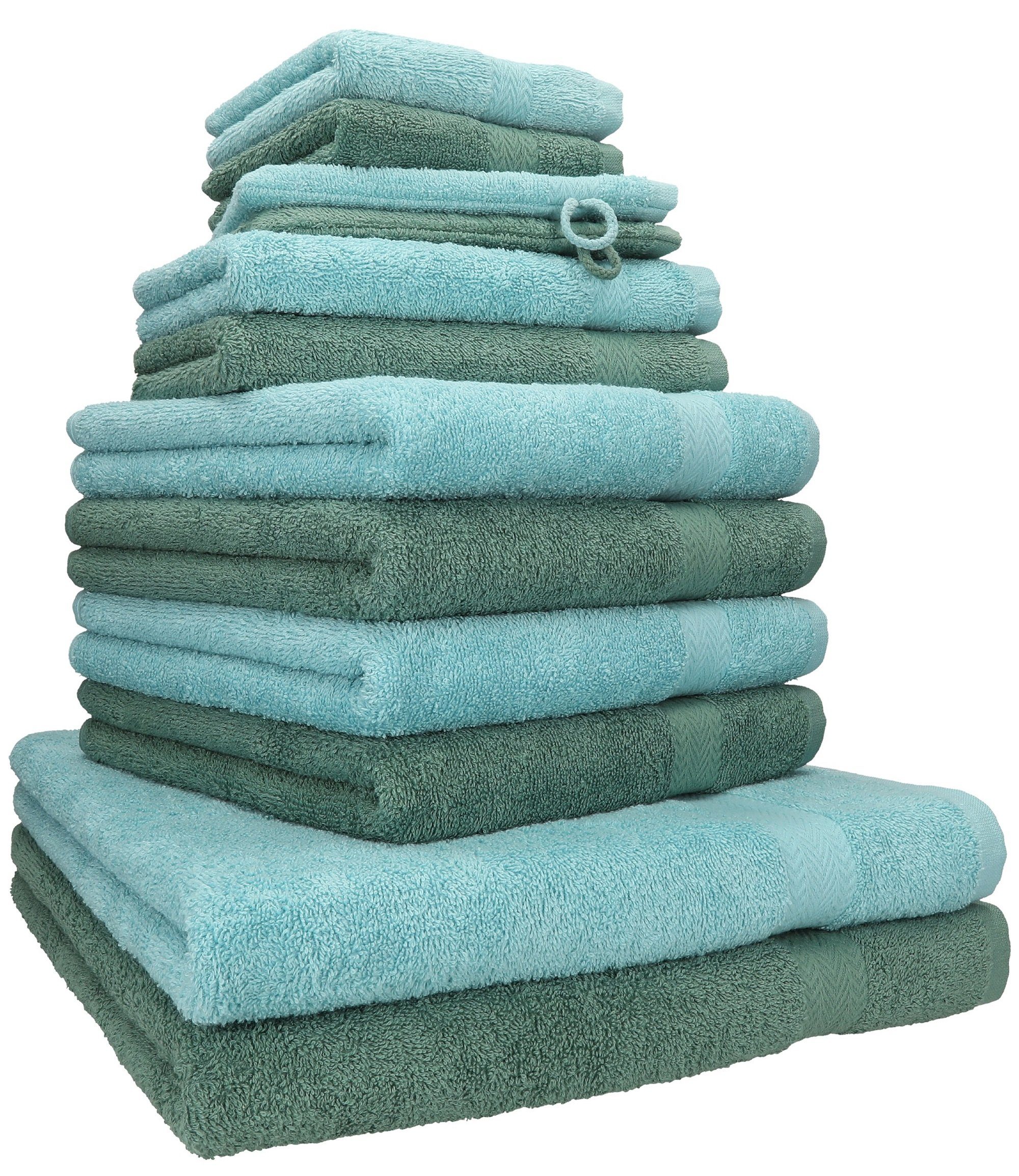 Betz Handtuch Set 12-tlg. Handtuch Set Premium Farbe Ocean/tannengrün, 100% Baumwolle, (12-tlg)