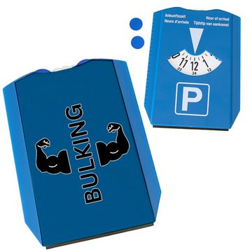 speecheese Parkscheibe Fitness Parkscheibe in blau mit Spruch BULKING