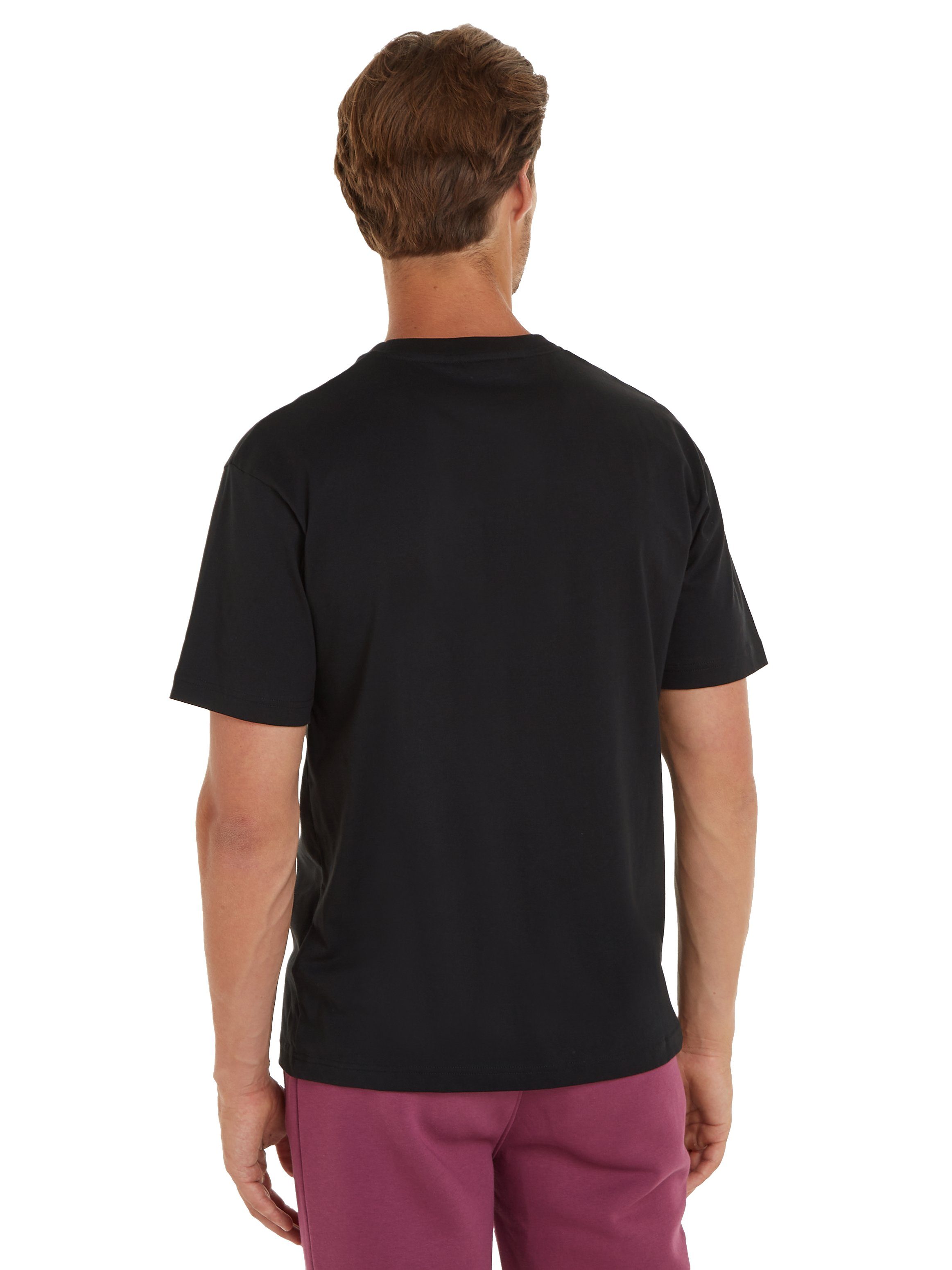 LOGO Klein aufgedrucktem schwarz Calvin T-SHIRT T-Shirt COMFORT Markenlabel HERO mit