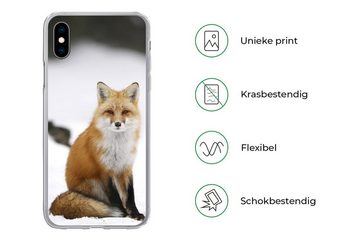 MuchoWow Handyhülle Fuchs - Schnee - Winter, Handyhülle Apple iPhone Xs, Smartphone-Bumper, Print, Handy