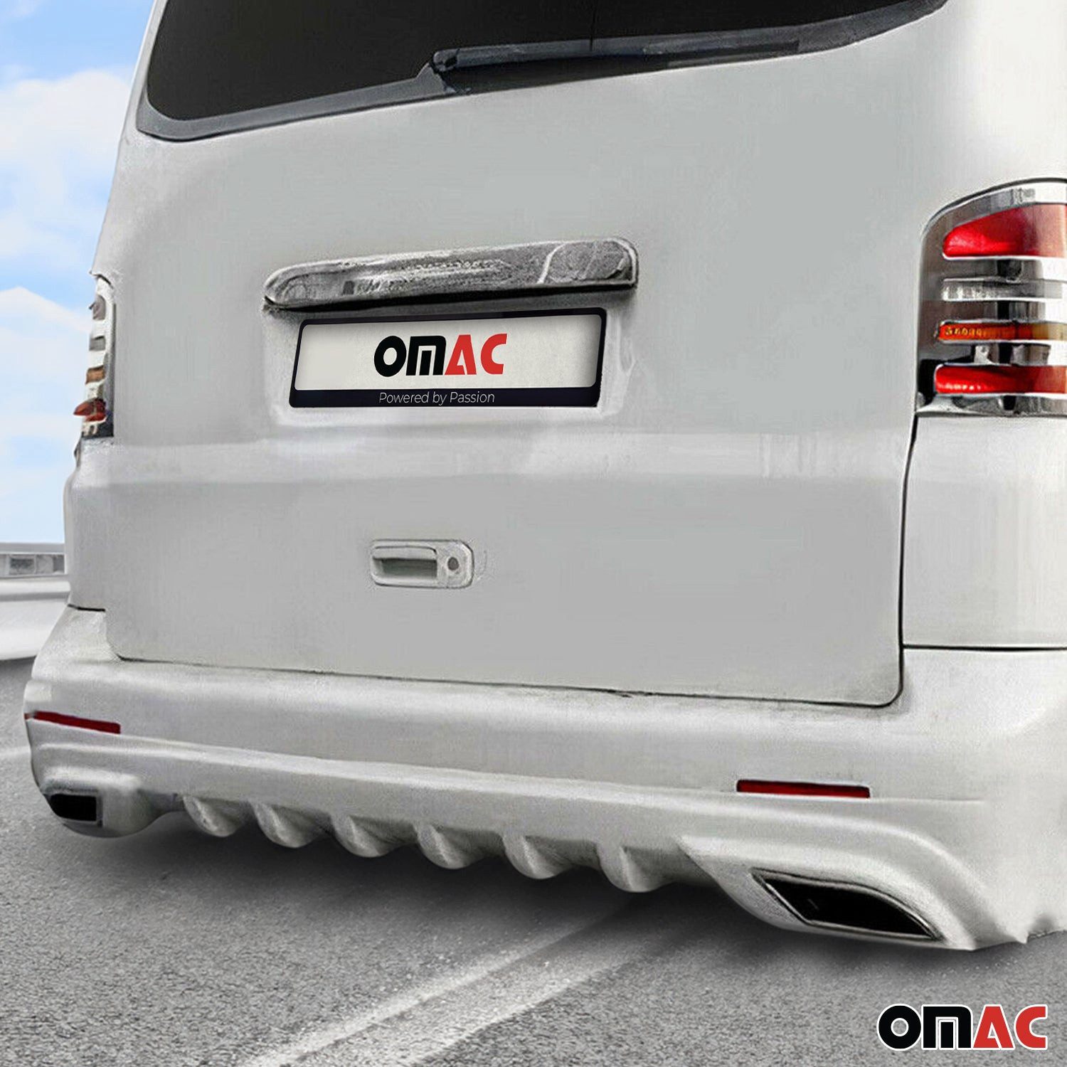 OMAC Heckstoßstange Unterfahrschutz Spoiler Lippe für VW T6 Transporter 2015-2019 Liniert, 1-St.
