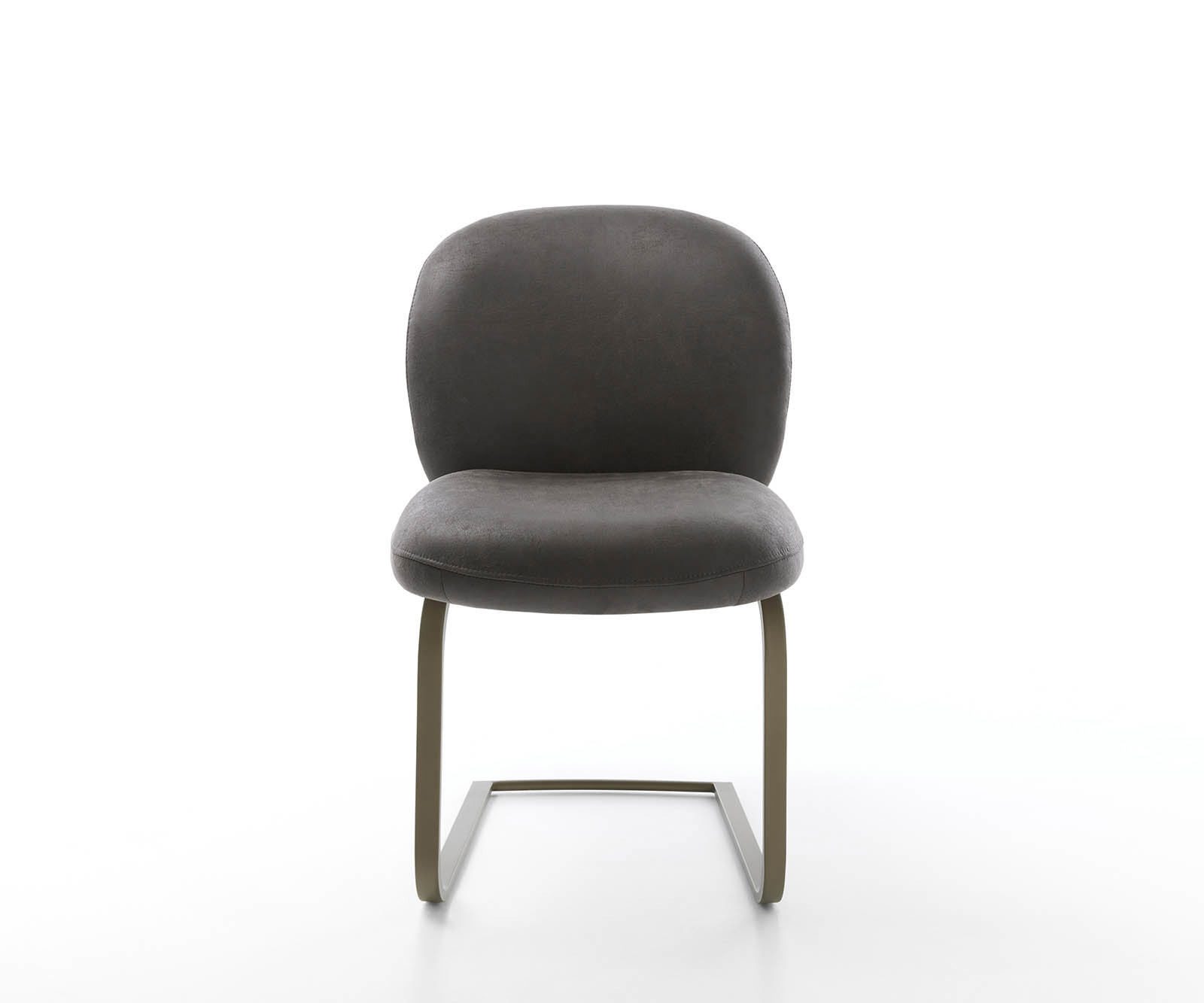 DELIFE Polsterstuhl Nube-Flex, Freischwinger flach Effektfinish Titan Mikrofaser Anthrazit Vintage Ta