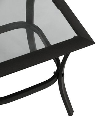 DEGAMO Beistelltisch ZAGREB, 46x46cm, Stahl schwarz + Glas, Indoor + Outdoor