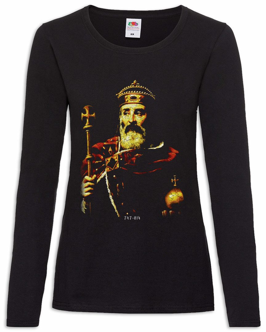 Urban Backwoods Langarmshirt Karl The Great Damen Langarmshirt Der Große Kaiser König Karolus (1-tlg) Carolus Magnus Charlemagne Portrait