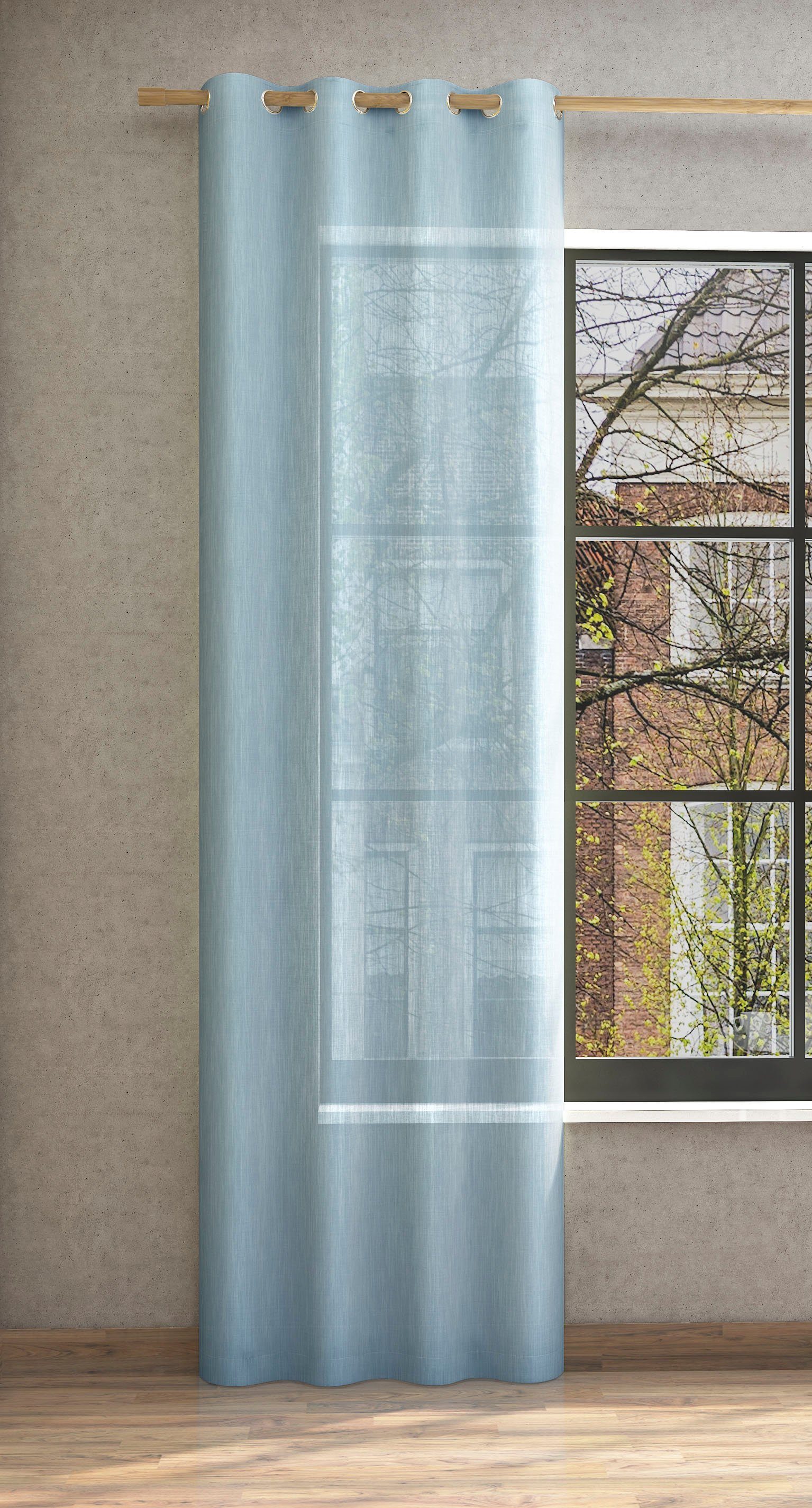 Vorhang Libre-ECO, Neutex for you!, Ösen (1 St), halbtransparent, Jacquard, Nachhaltig blau | Fertiggardinen