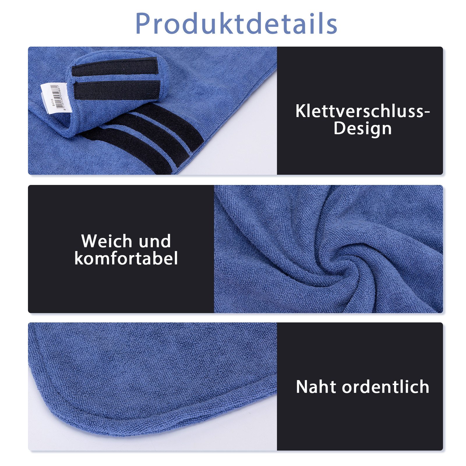 nobleza Hundebademantel Hundebademantel Mikrofaser mit Klettverschluss