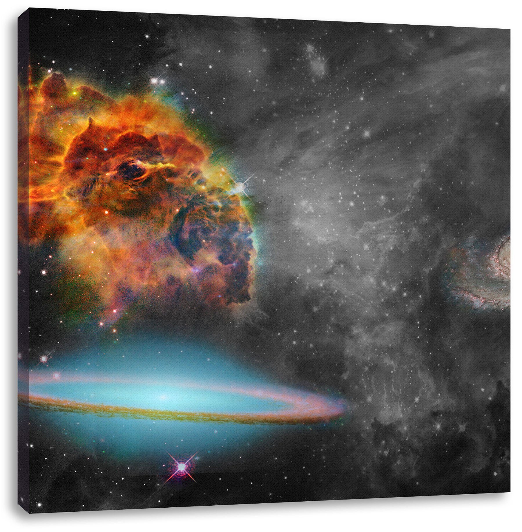 Galaxie, (1 Pixxprint inkl. Zackenaufhänger Leinwandbild beeindruckende Leinwandbild Galaxie St), fertig beeindruckende bespannt,