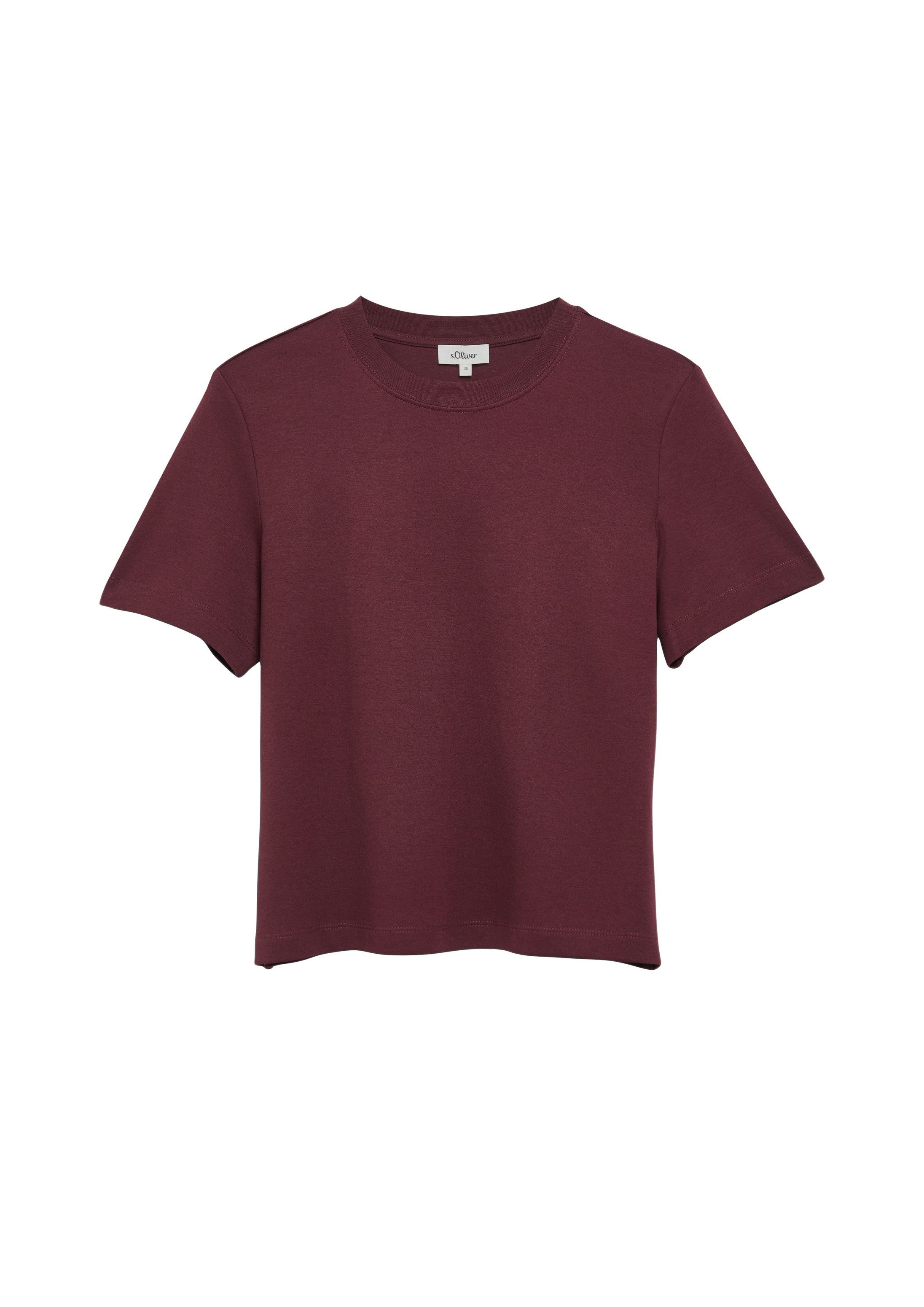 s.Oliver Kurzarmshirt T-Shirt Verkürztes T-Shirt aus Interlockjersey