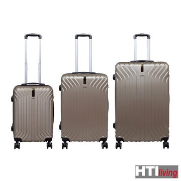 HTI-Living Kofferset ABS Kofferset 3-teilig Palma Champagner, 4 Rollen, (Set, 3 tlg., 3 Koffer in verschiedenen Größen), Hartschale Trolley Reisegepäck