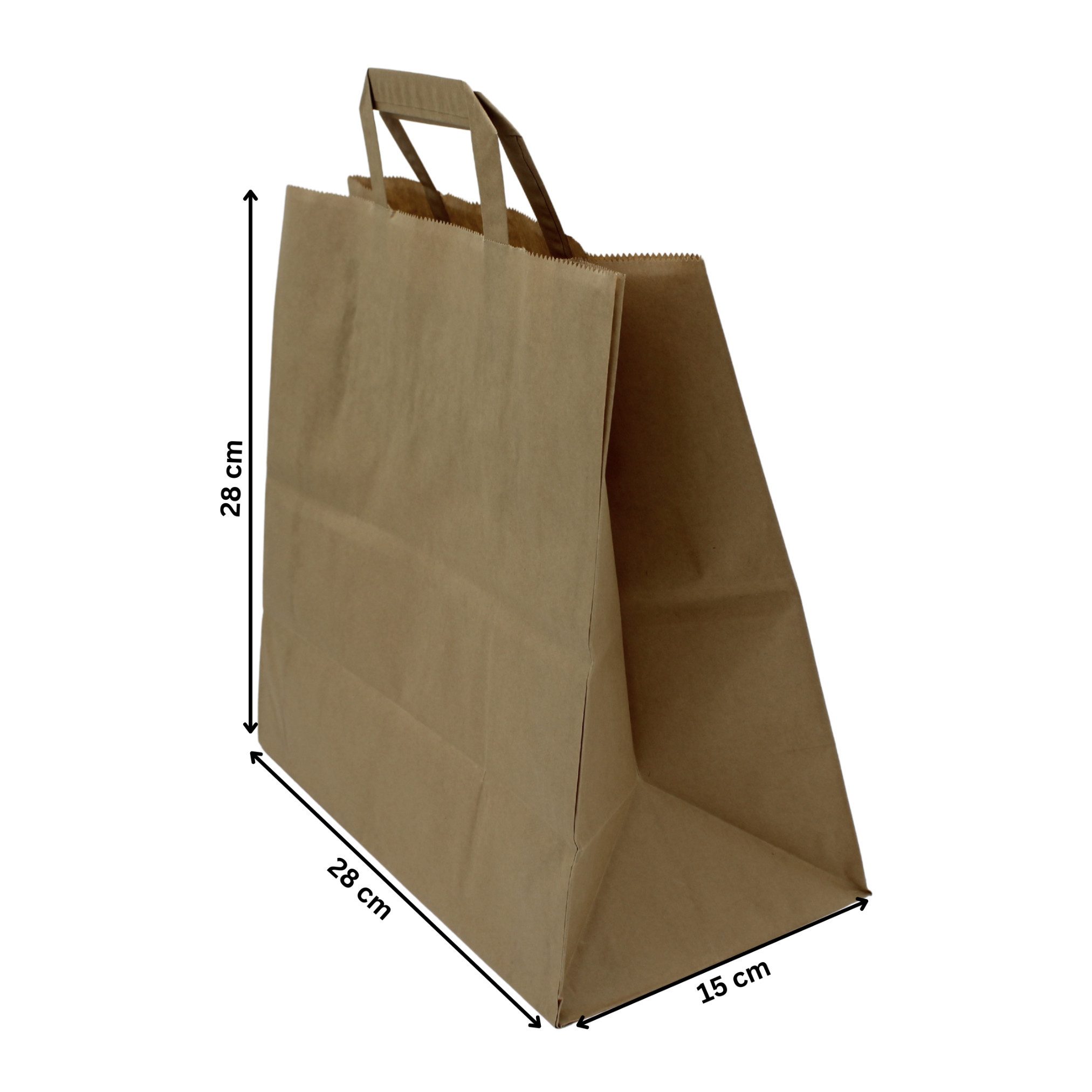 Packen24 GmbH Tragetasche Papiertaschen 28 x 15 x 28 cm 70 g/m² mit Henkel Tragetasche (50-tlg)