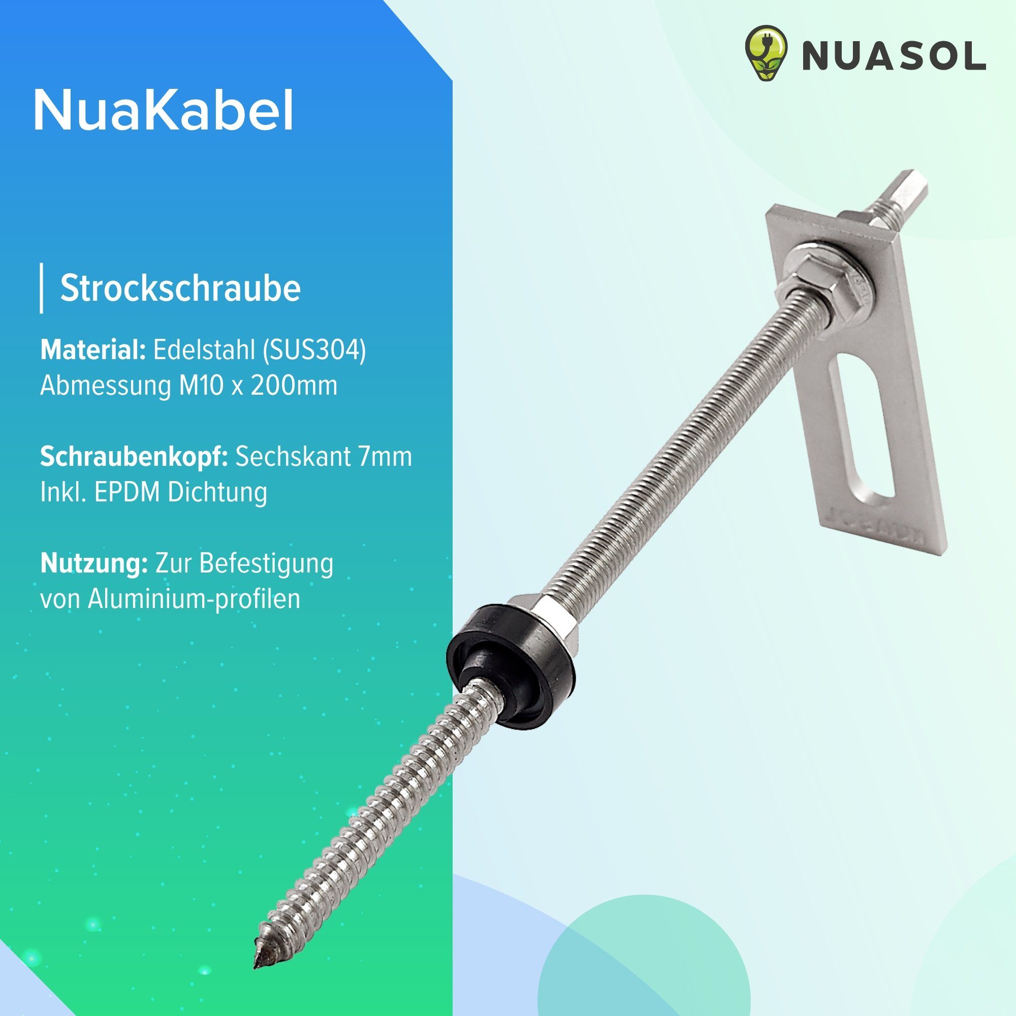 NuaSol Stockschraube mit Adapterblech 4er Pack oder 10er Pack, (Set, 4 St)