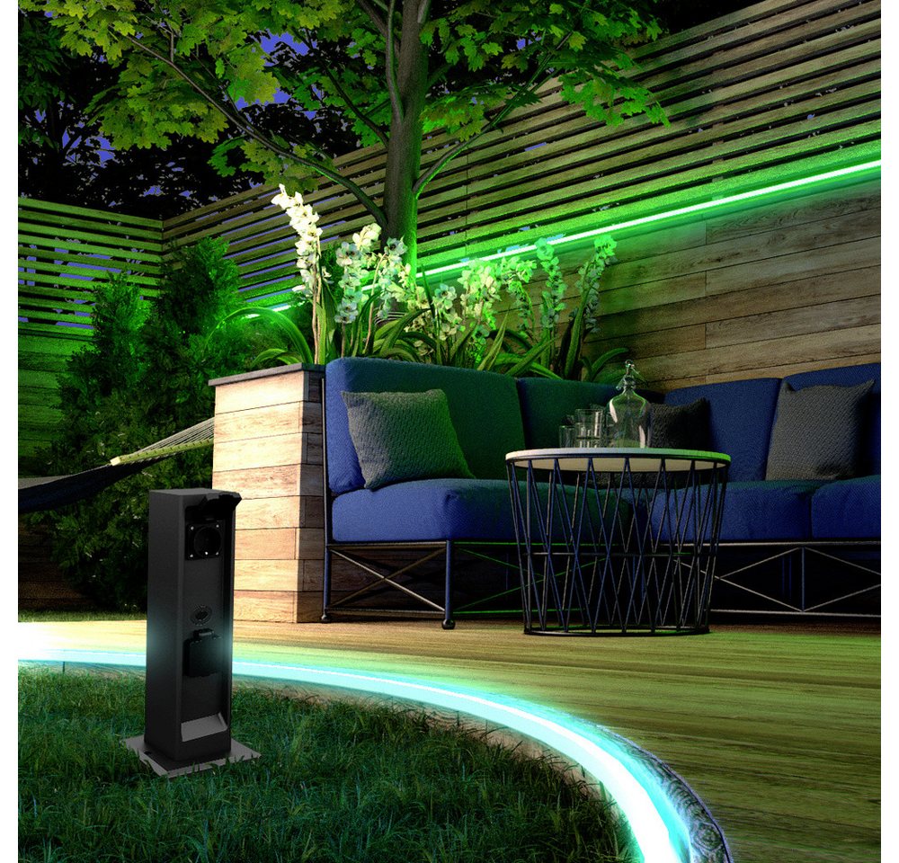 Thumbnail - MÜLLER LICHT Gartensteckdose Müller-Licht 404078 Gartensteckdose Schwarz, 404078 (tint Außensteckdose Smart Socket Tower...