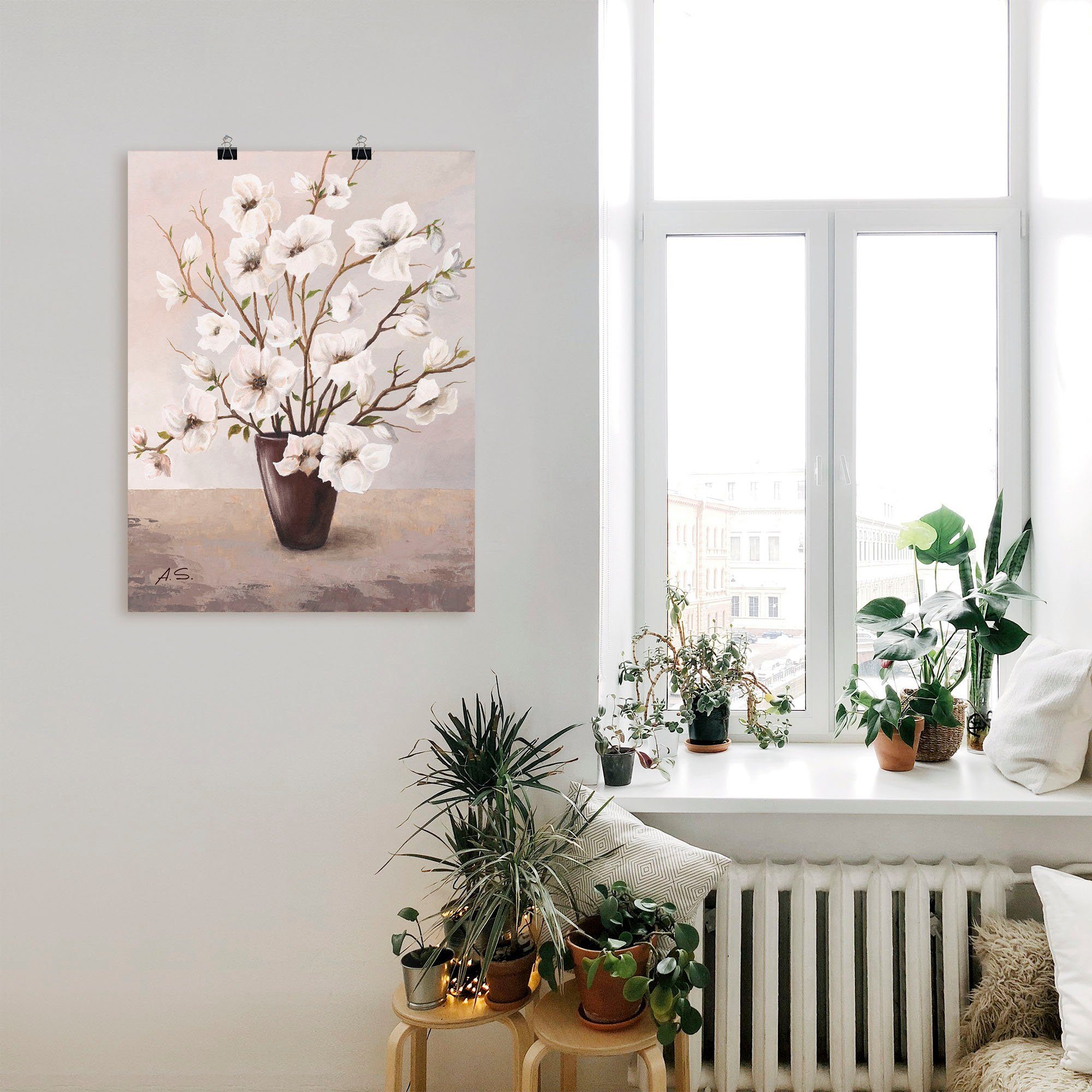Artland Wandbild Magnolien, Blumen (1 St), als Leinwandbild, Poster in verschied. Größen