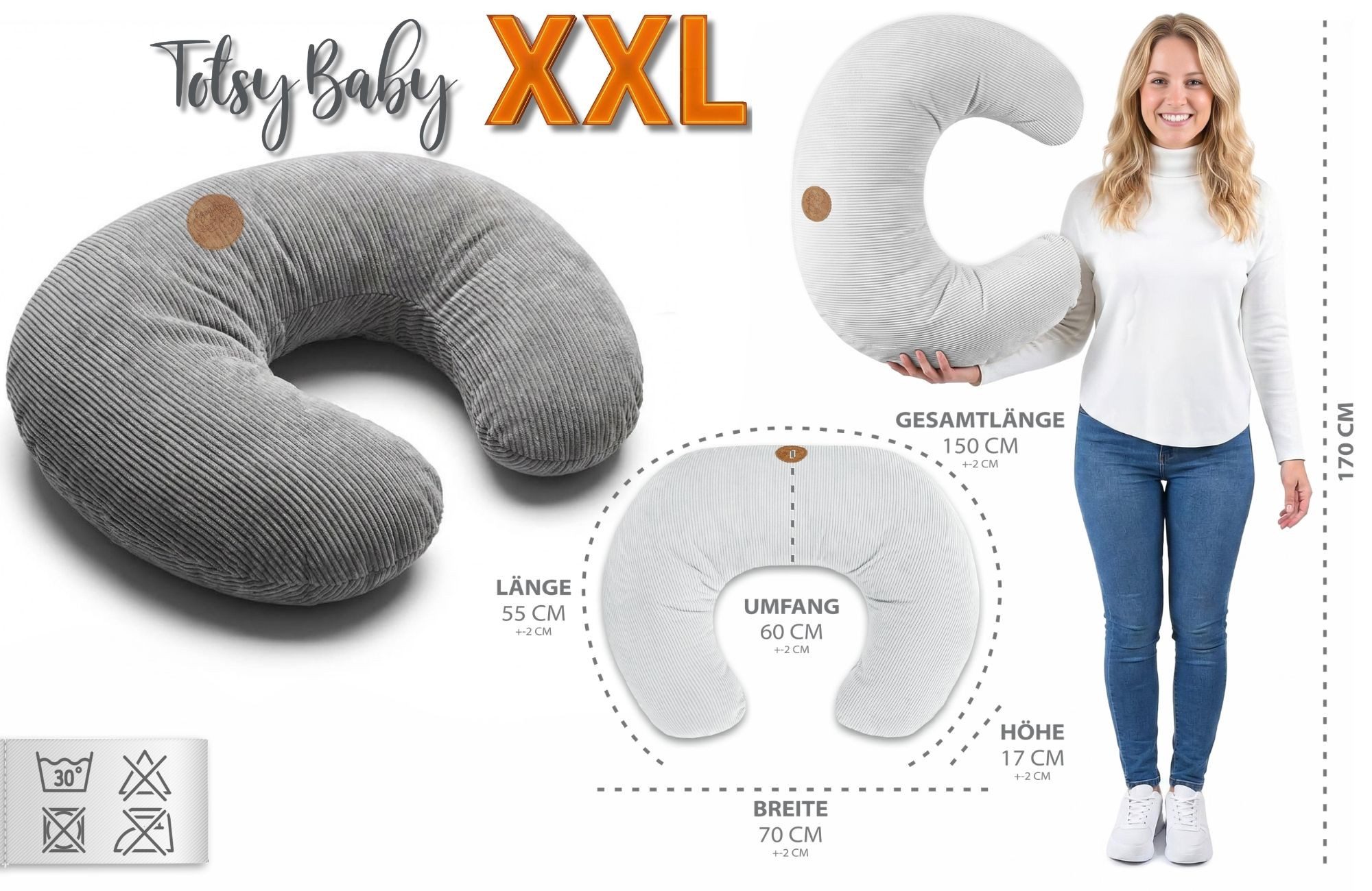 Totsy Baby Stillkissen klein Mond Minky Nursing Stillhörnchen Kissen Nursing Pillow – Bild 2 von 5