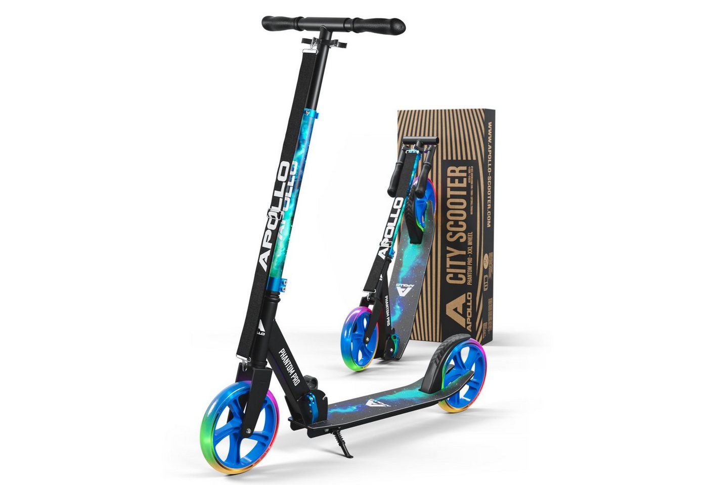 Apollo Cityroller City Scooter - Phantom Pro - Klappbarer City Roller für Kinder, Höhenverstellbar - Tretroller für Erwachsene - Roller