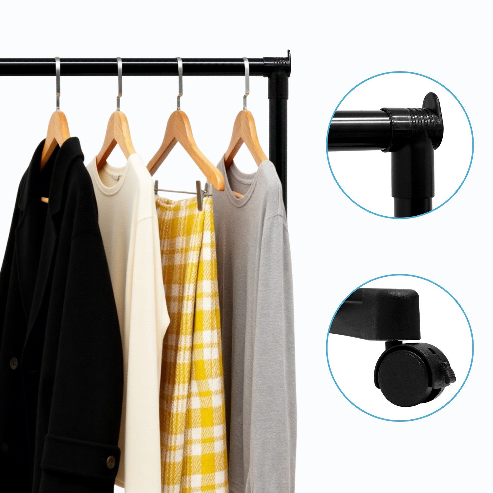 kisidus Kleiderständer Garderobenständer auf Rollen, (Rollgarderobe mit Abl günstig online kaufen