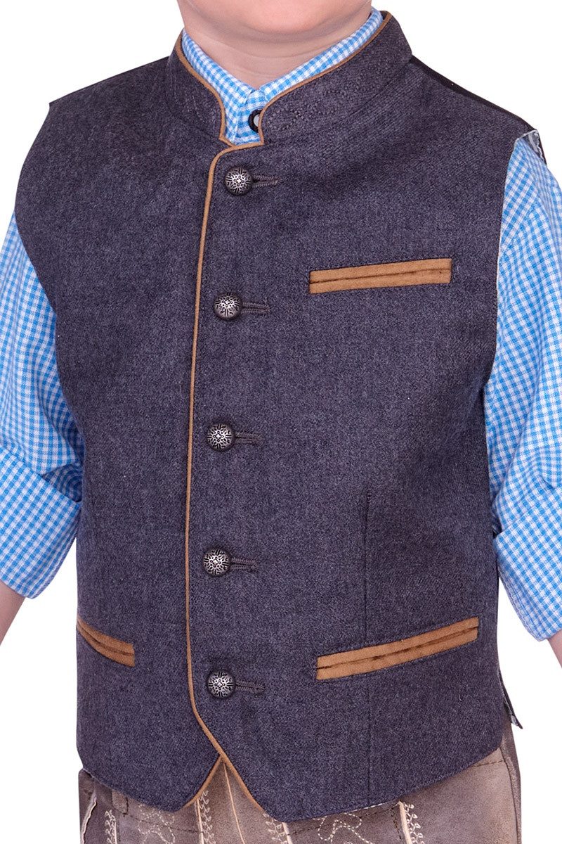 Maddox Trachtenjacke Kinderweste - RODING KID - dunkelgrau