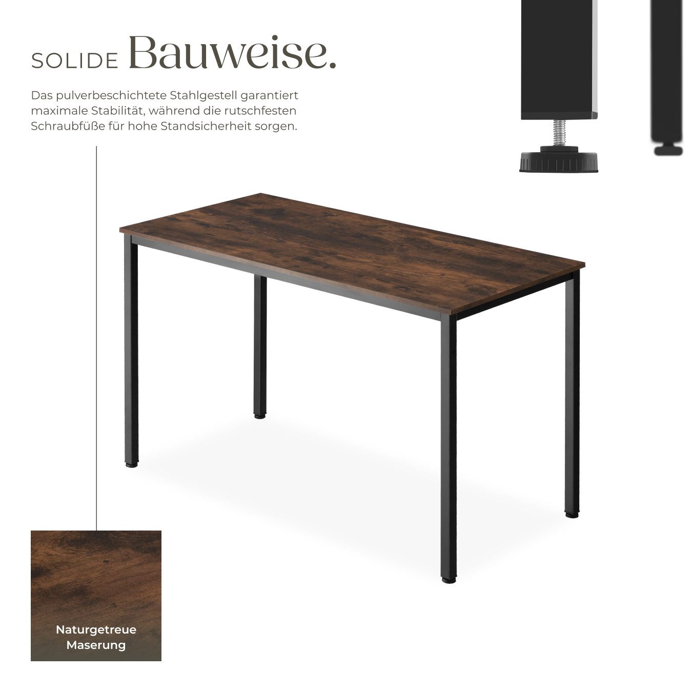 tectake Schreibtisch Computertisch Vanport 120x60x75,5cm (1-St., 1 tlg), Vielseitiger Schreibtisch im reizvollen Industrie-Stil