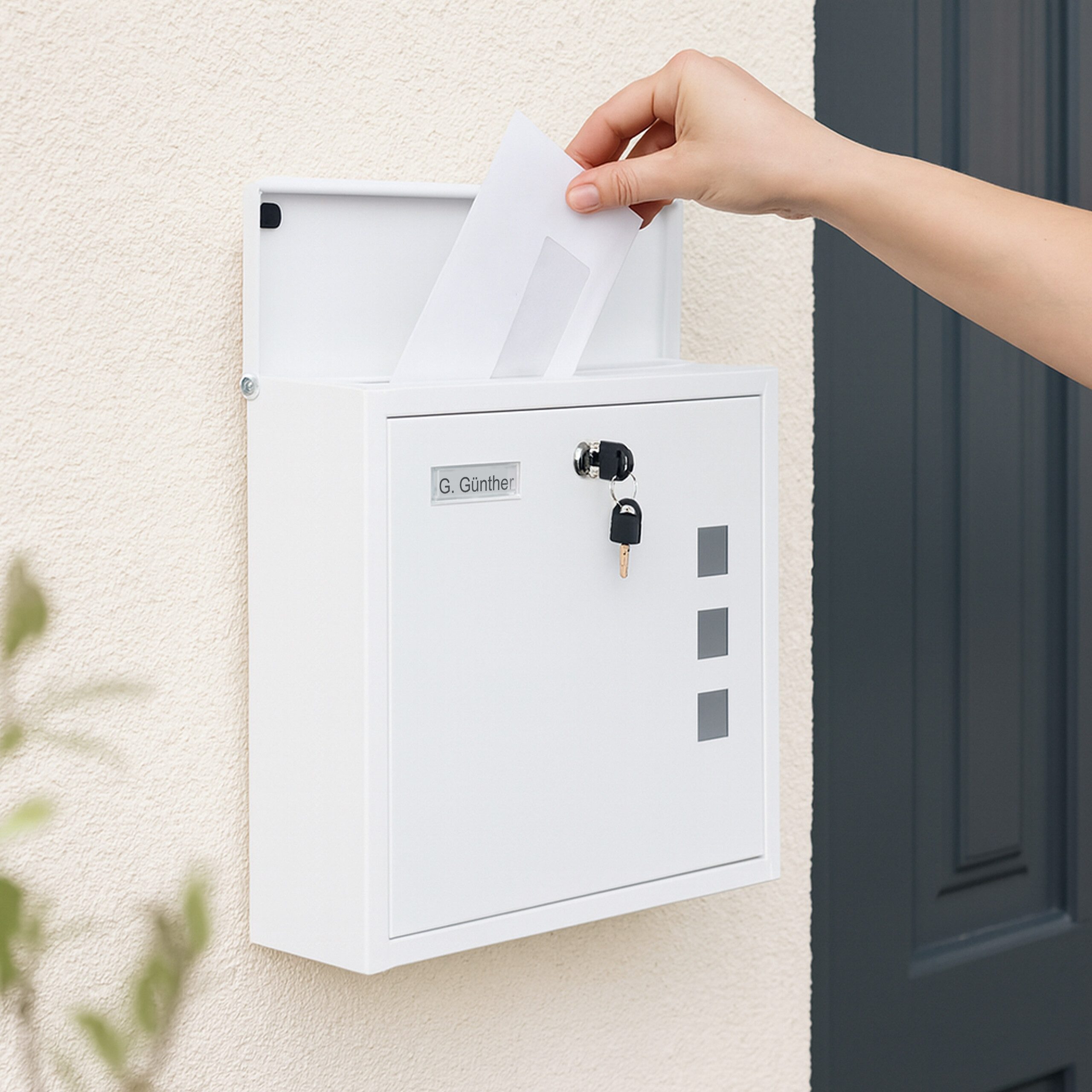 relaxdays Wandbriefkasten Briefkasten mit Sichtfenster, weiß günstig online kaufen