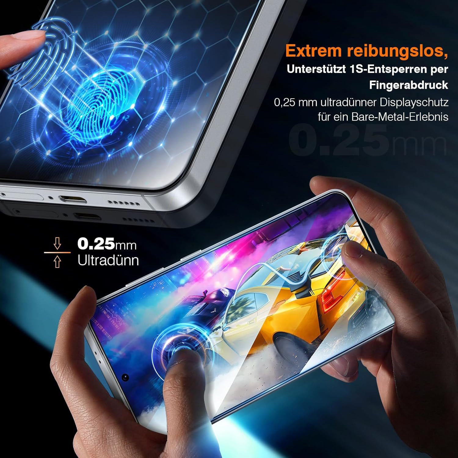 CLM-Tech Displayschutzglas 2X für Samsung Galaxy S26 Plus / S26+, Panzerglas Folie - Blasenfreie Anbringung und kratzfest -, 2 Stück, Anti-Fingerabdruck – Bild 4 von 5