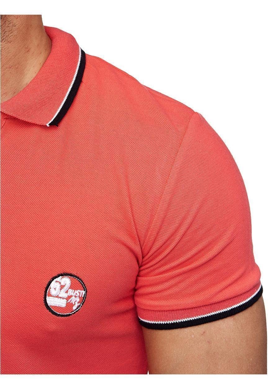 John Kayna T-Shirt Printshirt Kurzarm 1-tlg) Fitness T-Shirt 1403C1 Kurzarmshirt Polo Tee, Herren Fuchsia (Shirt Poloshirt Freizeit Polo Casual Shirt Kurzarm