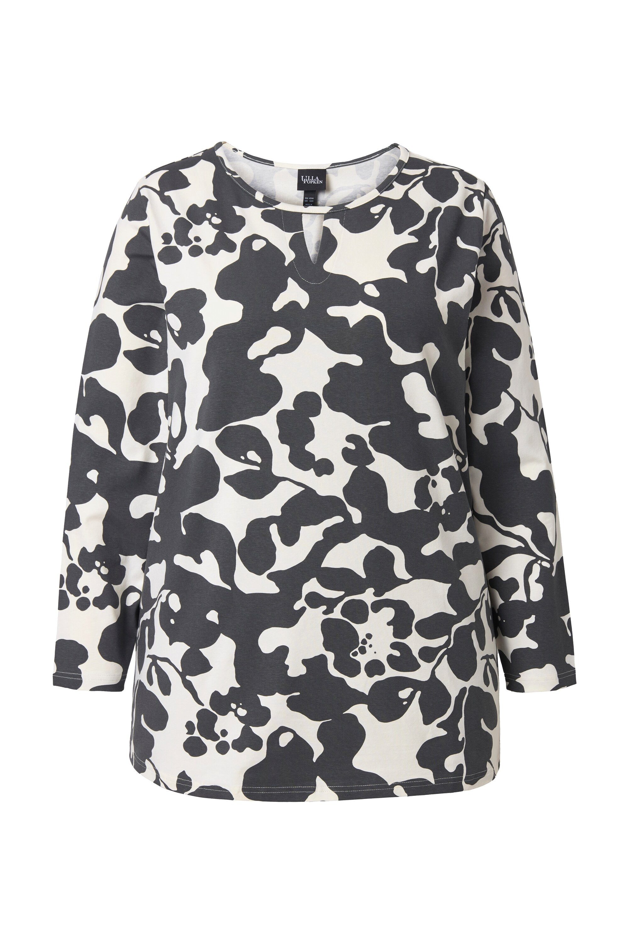 Ulla Popken Longsleeve Shirt Keyhole Rundhalssschnitt Langarm günstig online kaufen