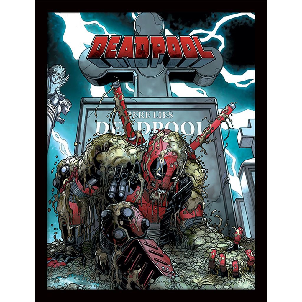 Deadpool Bild mit Rahmen Grave, Gerahmtes Bild Kunstdruck Marvel Comics