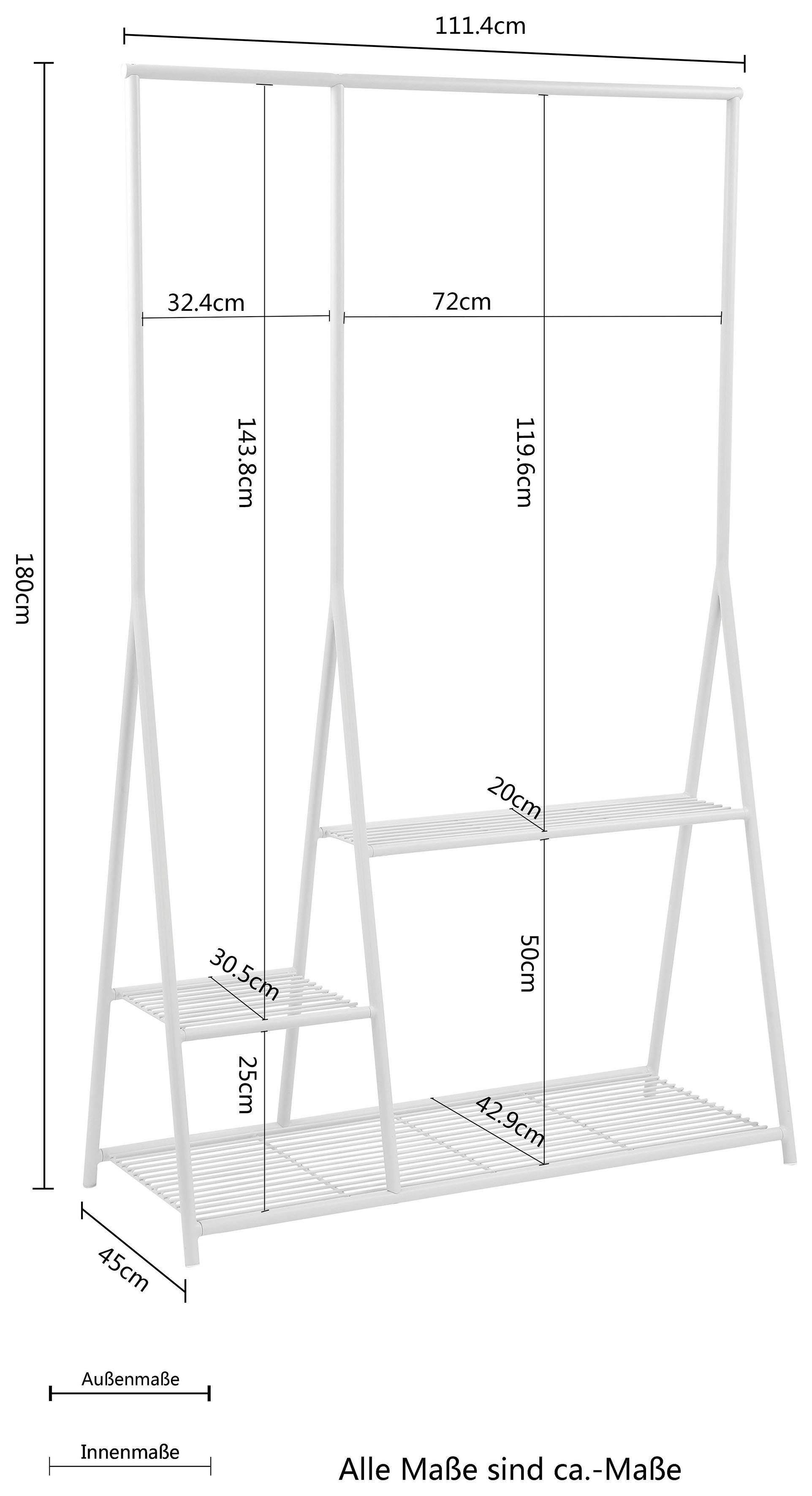 Gercke Gestell in cm Farben, Home aus mit Kleiderschrank LeGer 2 180 Höhe Lena Ablageböden, by Mireille Metall, 2 schwarz