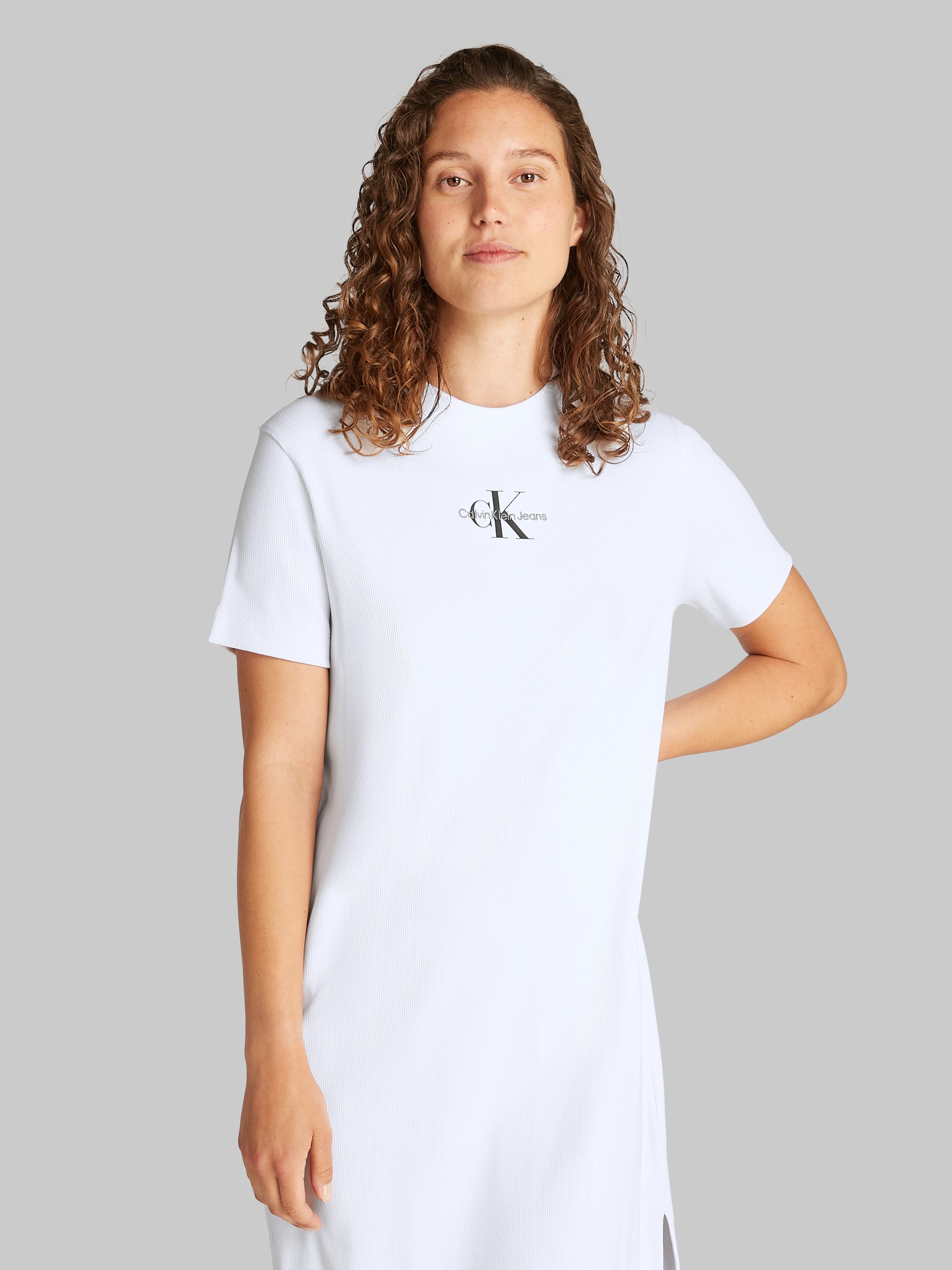 Calvin Klein Jeans Midikleid MONOLOGO LONG RIB TEE DRESS mit Logo günstig online kaufen