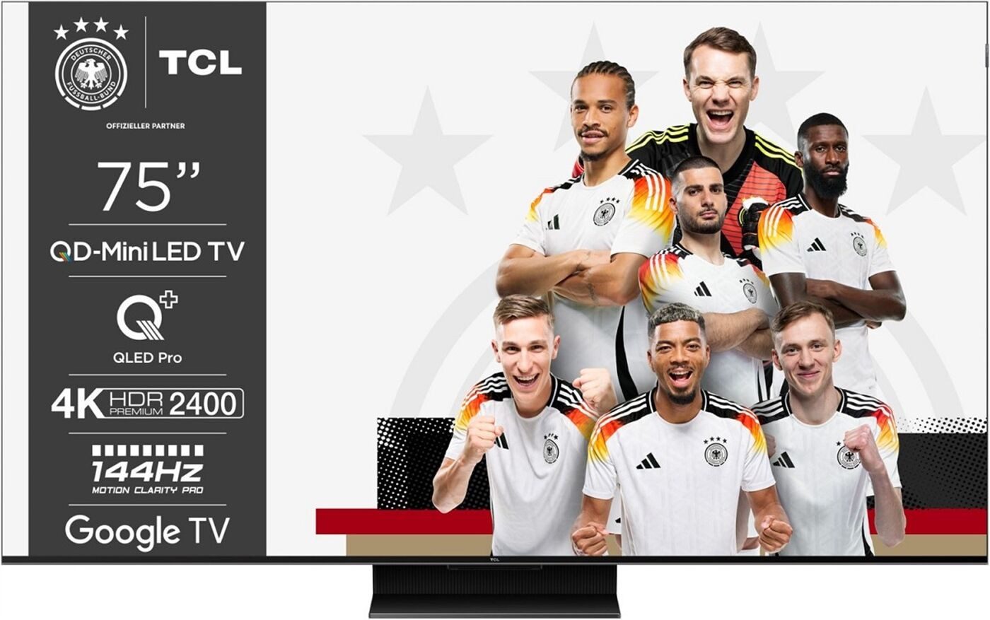 TCL 75C79N QLED-Fernseher (75.0 Zoll, 4K Ultra HD (3.840 x 2.160 Pixel)., Ja, über das Google TV Betriebssystem mit Zugriff auf verschiedene Apps und Streaming-Dienste, Dolby Vision IQ)