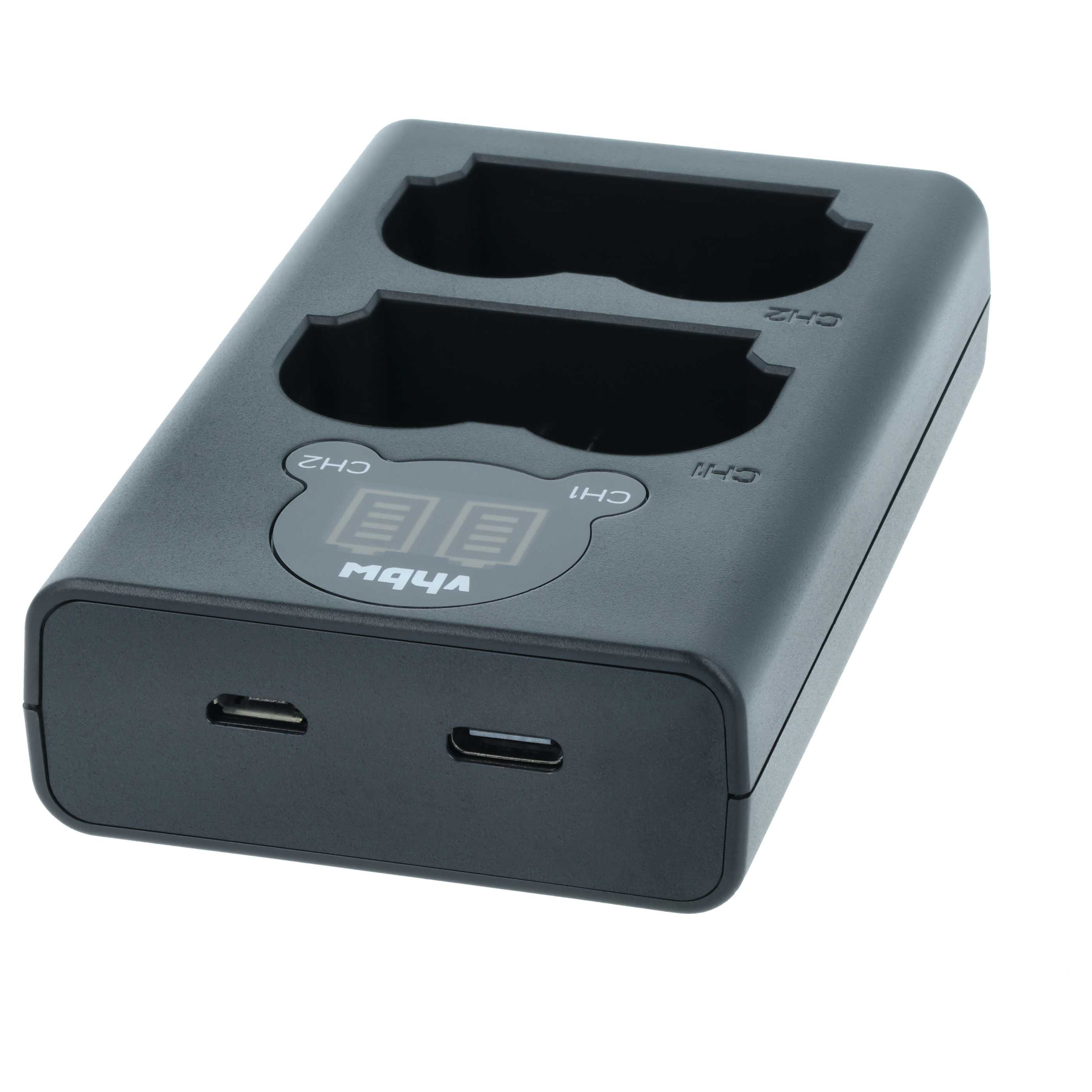vhbw passend für Fuji Fujifilm GFX100 II, GFX100S Kamera Kamera-Ladegerät (Dual-Ladestation zum Laden von bis zu 2 Akkus an jeder USB-Buchse z.B)