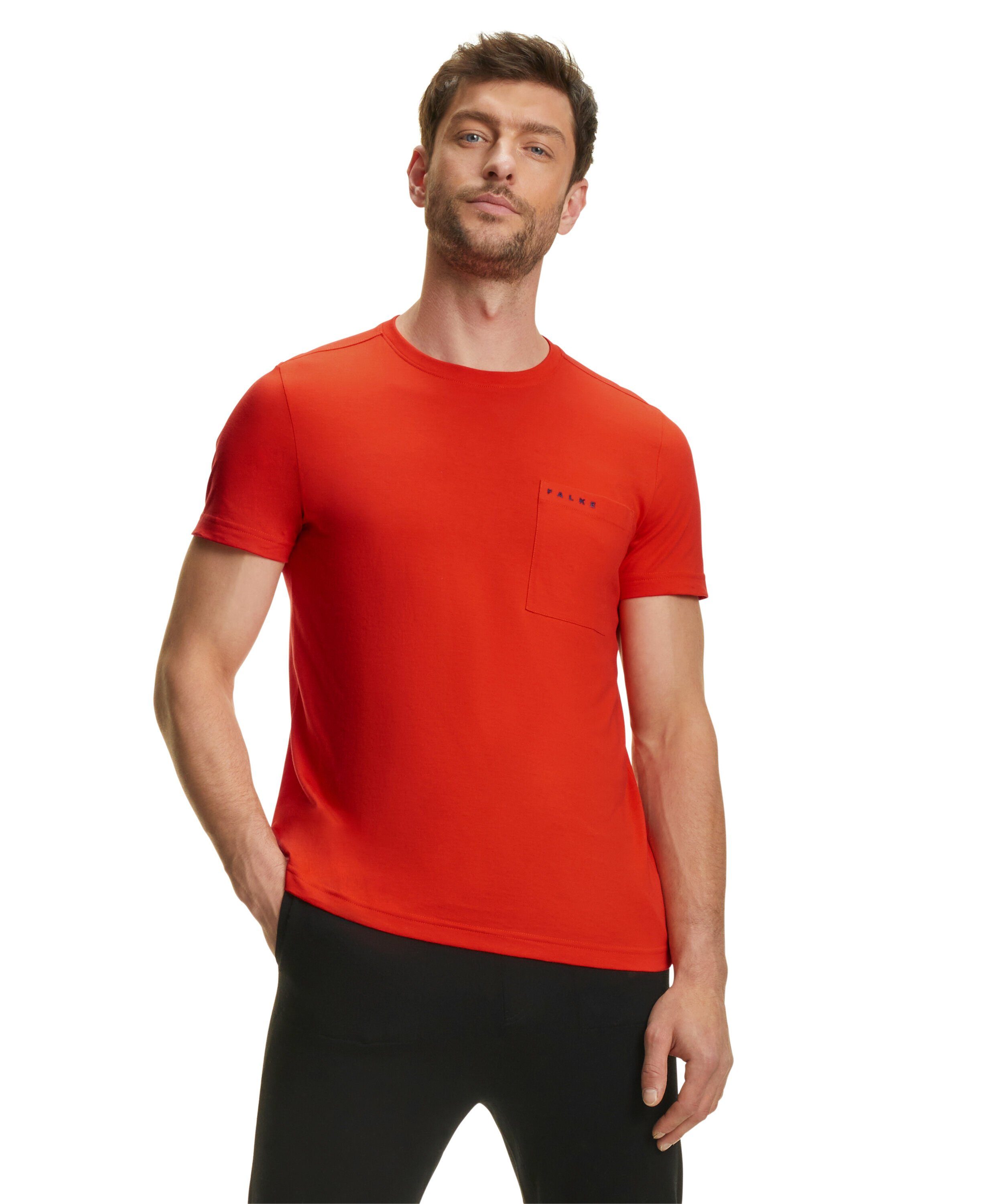 hochwertiger (1-tlg) orange safety (8314) Pima-Baumwolle T-Shirt aus FALKE