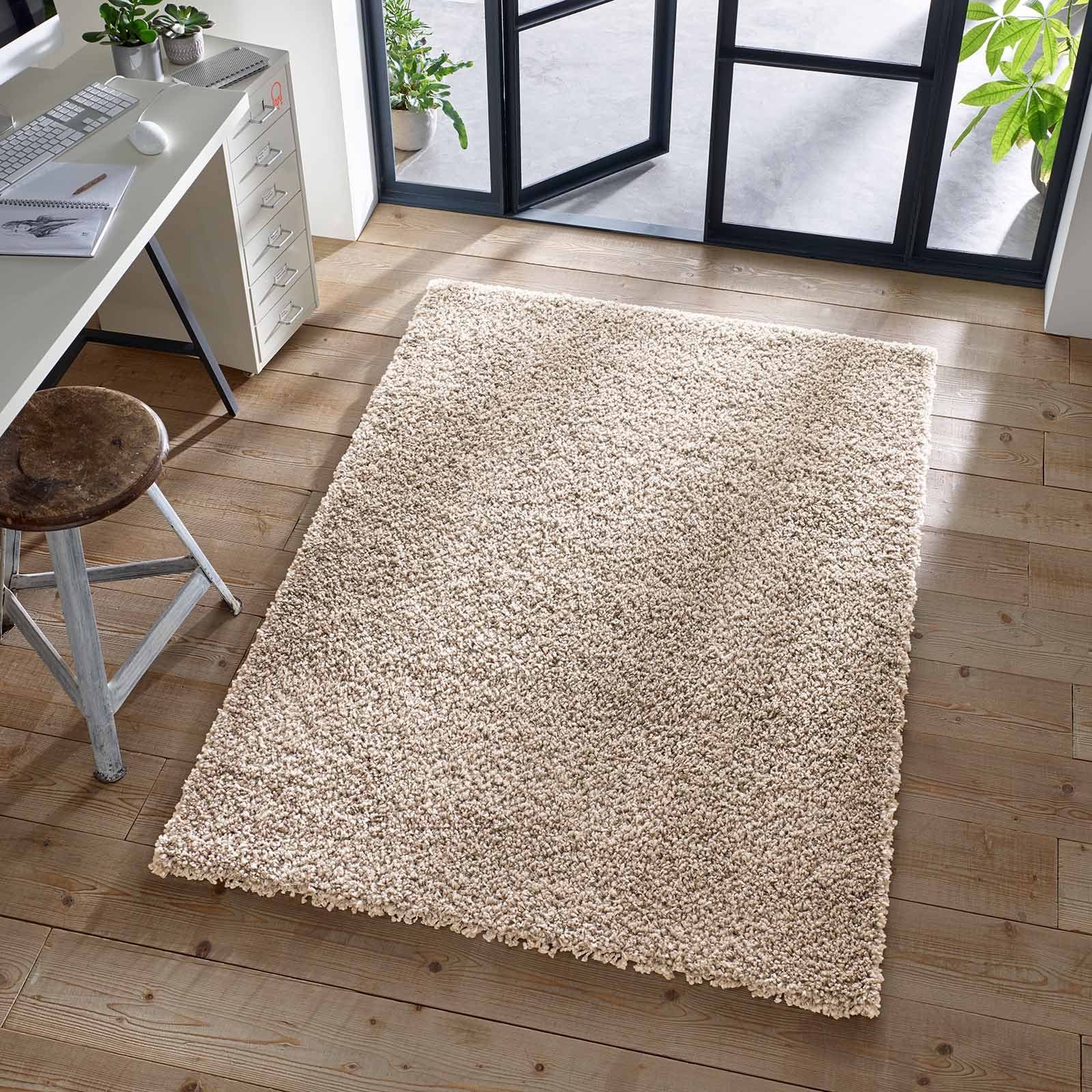 Langflor-Teppich Shaggy Teppich Langflor, TaCa Home, rechteckig, Höhe: 35 mm, Wohnzimmer Esszimmer Schlafzimmer Kinderzimmer, Beige - 300 x 400 cm