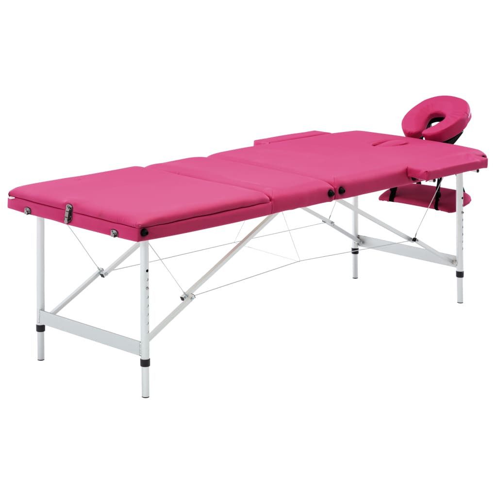 vidaXL Massageliege Massagetisch Klappbar 3 Zonen Aluminium Rosa