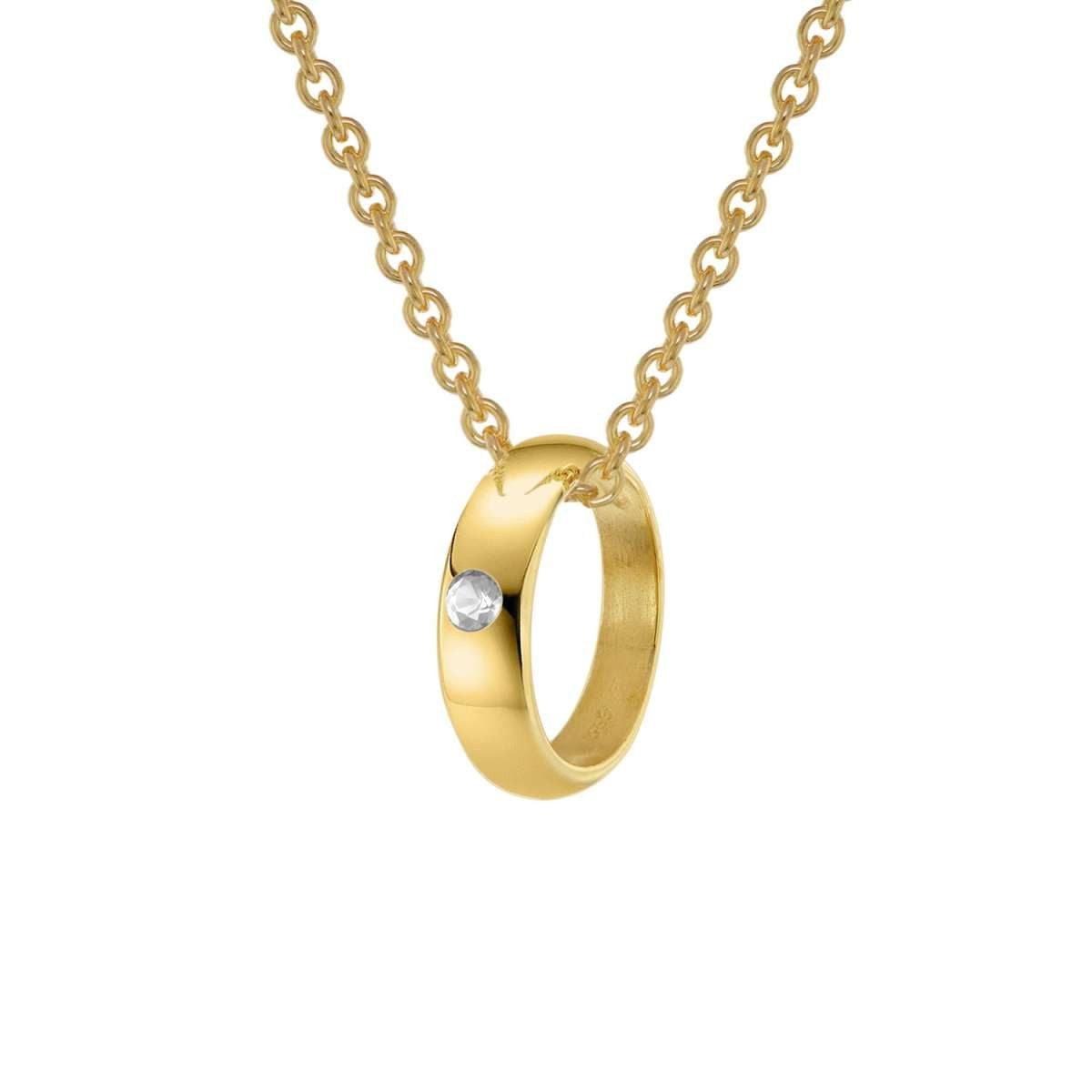 trendor Kette mit Anhänger 39475, Taufring Gold 333 mit goldplattierter Silberkette
