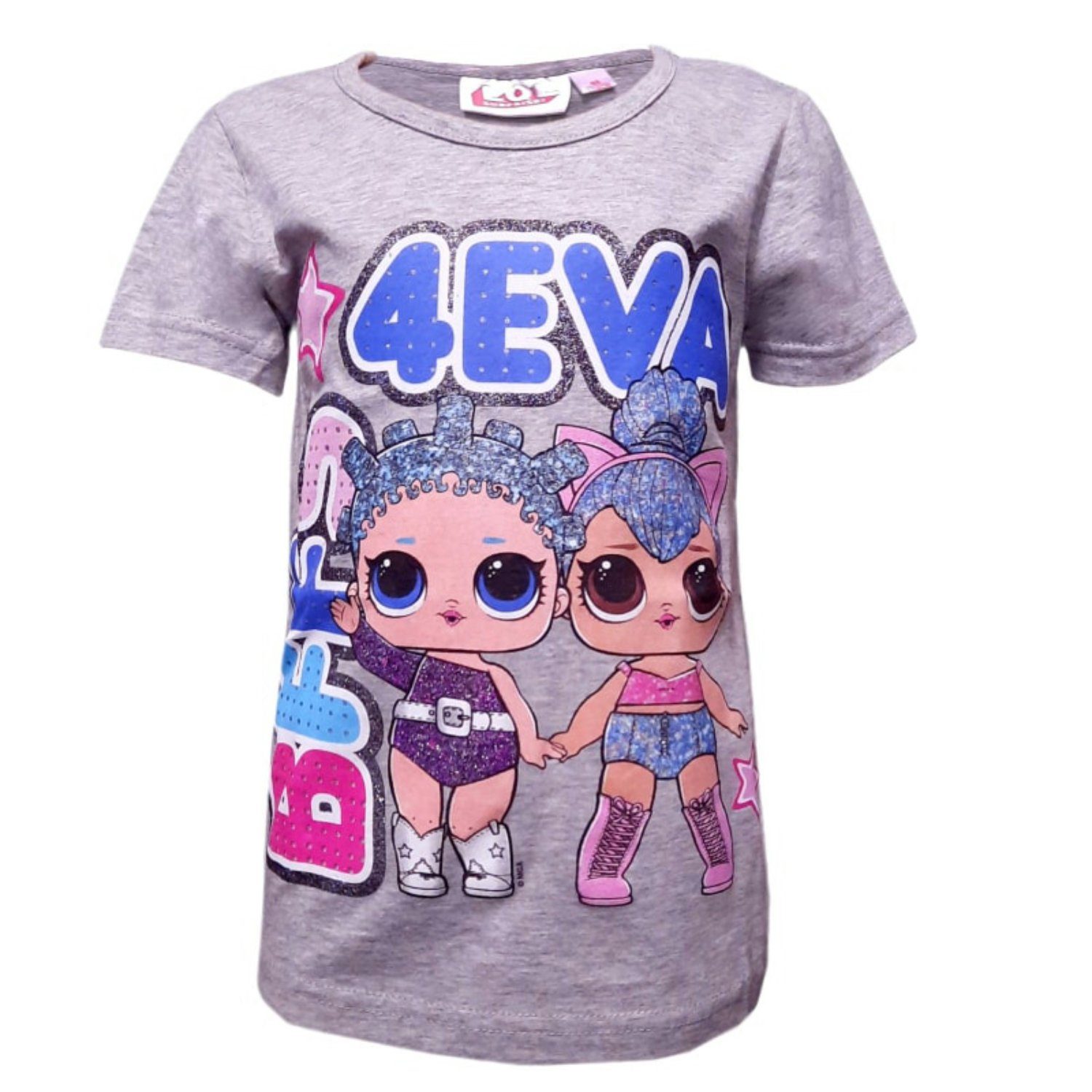 L.O.L. SURPRISE! Print-Shirt LOL 116, 100% T-Shirt Gr. Baumwolle Mädchen Kinder Surprise Grau 4EWA