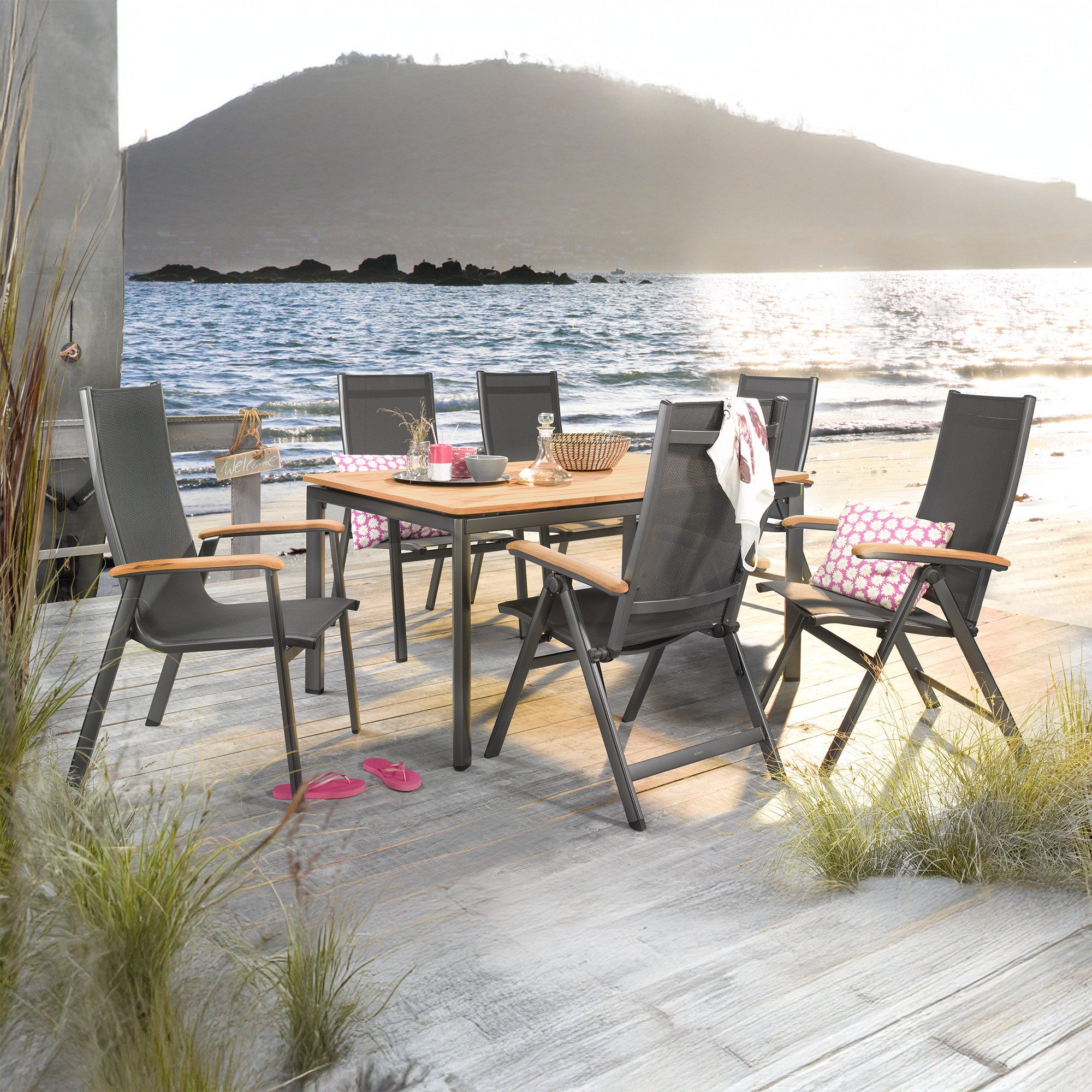 MWH Klappstuhl RENO, Mit Armlehnen aus Teak