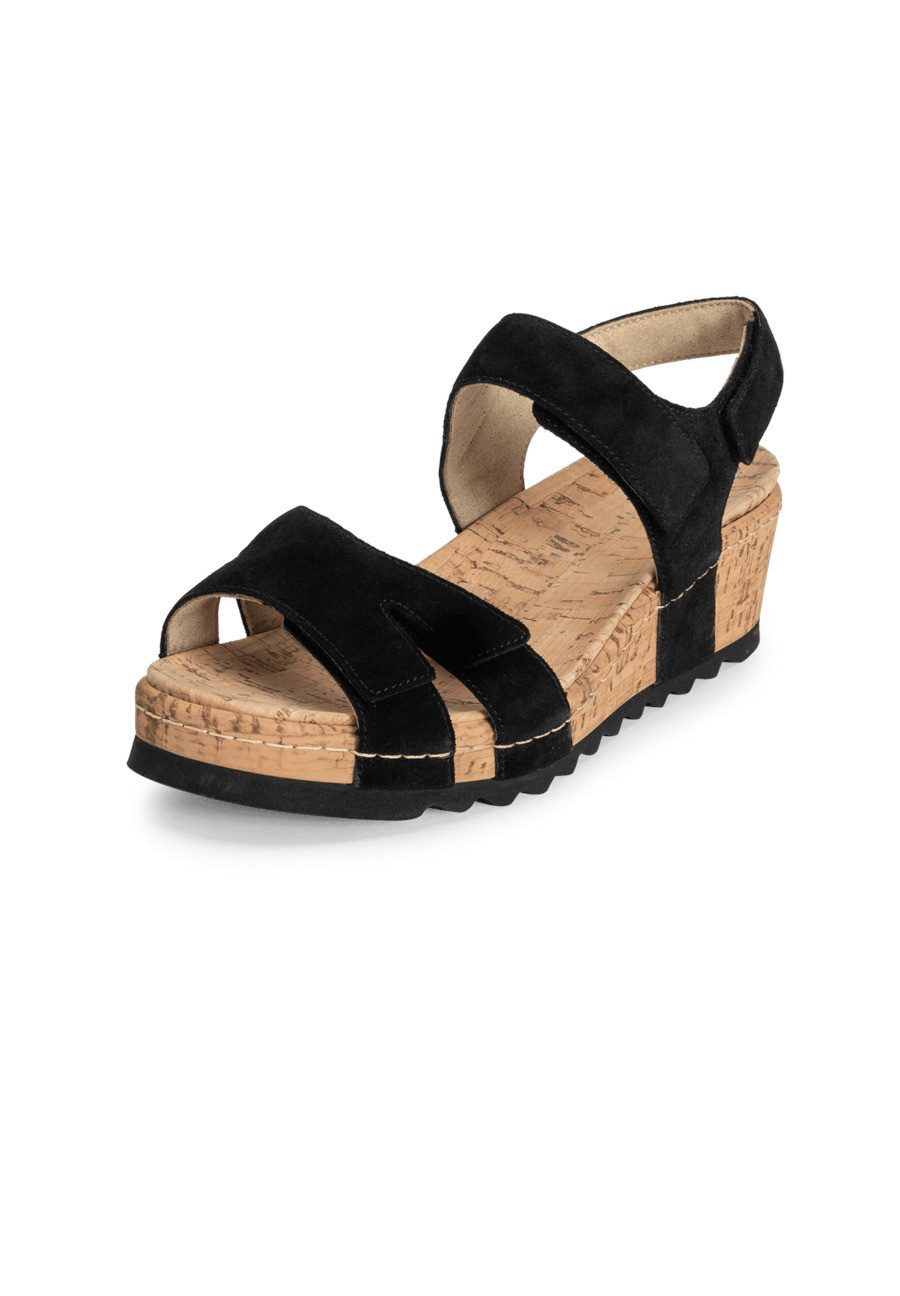 Elegant Sandalen Hohe Sandaletten Schwarz Blockabsatz Offene Hohe